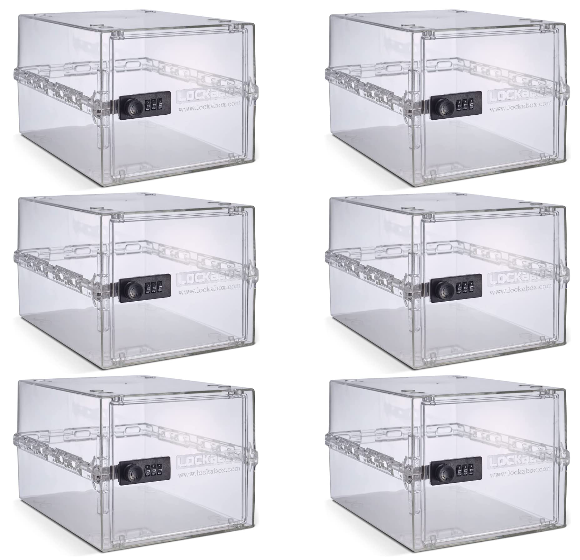 Lockabox One™ Business Bundle - 6 Pack Secure Lock Box for Healthcare, Offices, Clinics & Schools | Crystal Clear Storage Solution | Perfect for Medication, Documents, Valuables & Keys