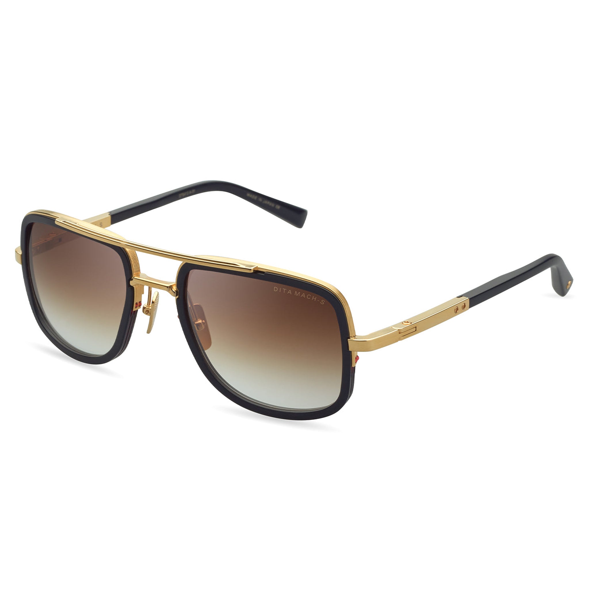 Dita Mach S DTS412 A 01 Yellow Gold Black Polarized Sunglasses for Men - Luxury Designer Shades for Driving, Travel & Outdoor Activities