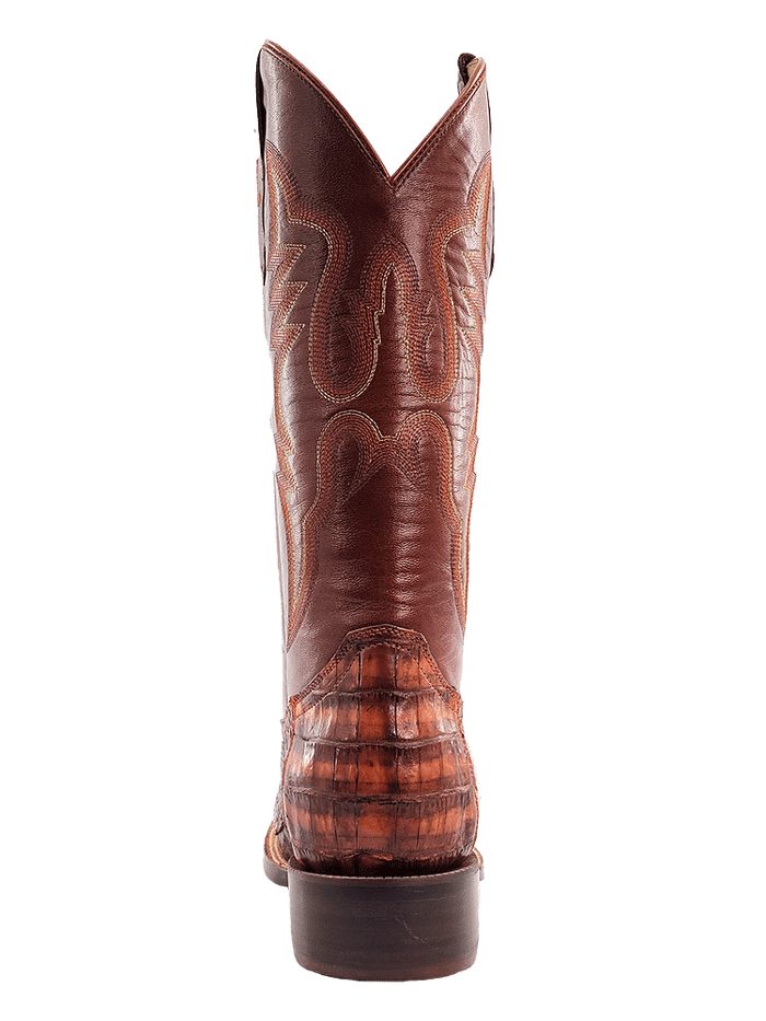 R.Watson RW3003 Men's Genuine Caiman Tail Western Boots in Cognac - Perfect for Cowboy Rides, Country Events & Western Fashion