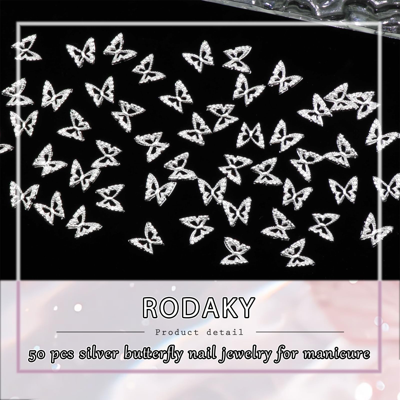 3D Silver Butterfly Nail Charms - 50PCS Alloy Nail Gems for Manicure, DIY Nail Art & Nail Decoration | Perfect for Acrylic Nails, Gel Polish & Professional Nail Design