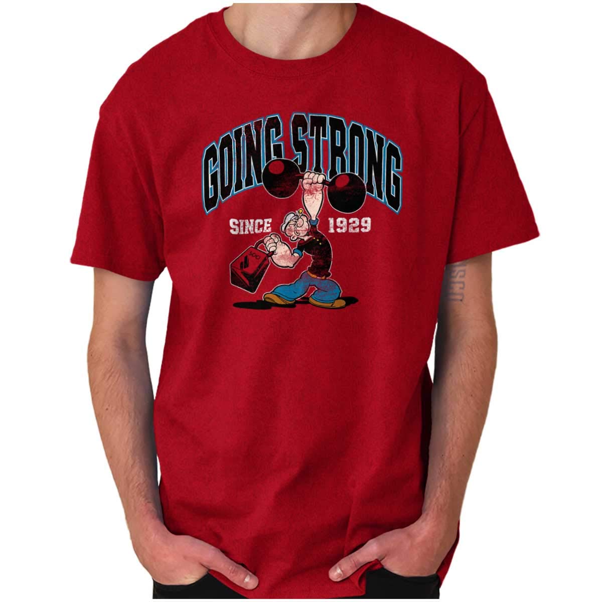 Brisco Brands Popeye Vintage 1929 Gym Graphic T-Shirt for Men & Women - Perfect for Workouts, Casual Wear & Retro Fashion