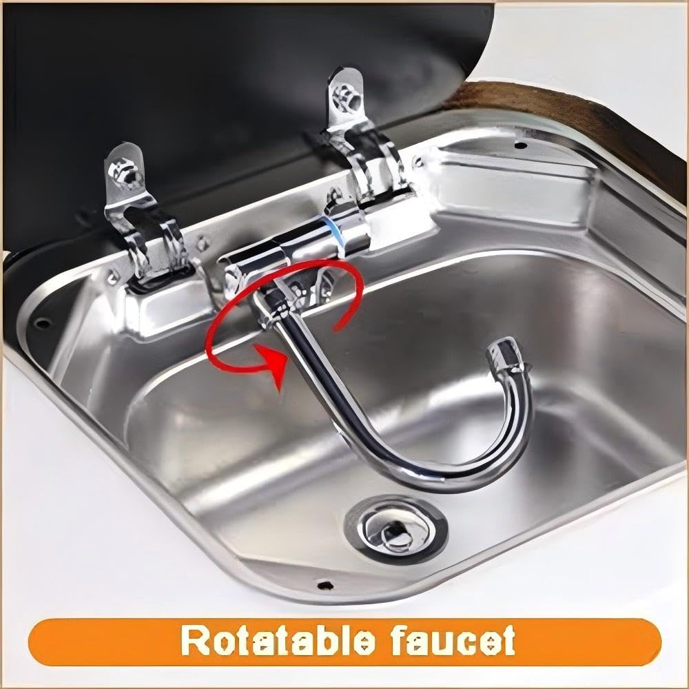 360° RV Folding Faucet - Hot/Cold Water Brass Kitchen Sink Tap for Campers & RVs