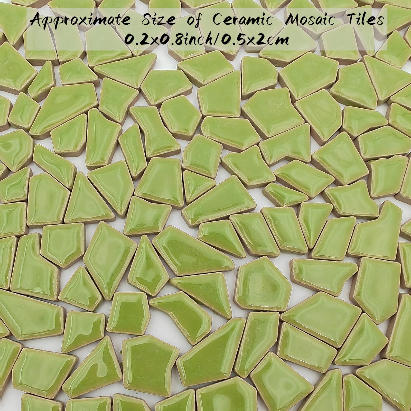 200g Light Green Ceramic Mosaic Tiles for DIY Crafts - 0.2