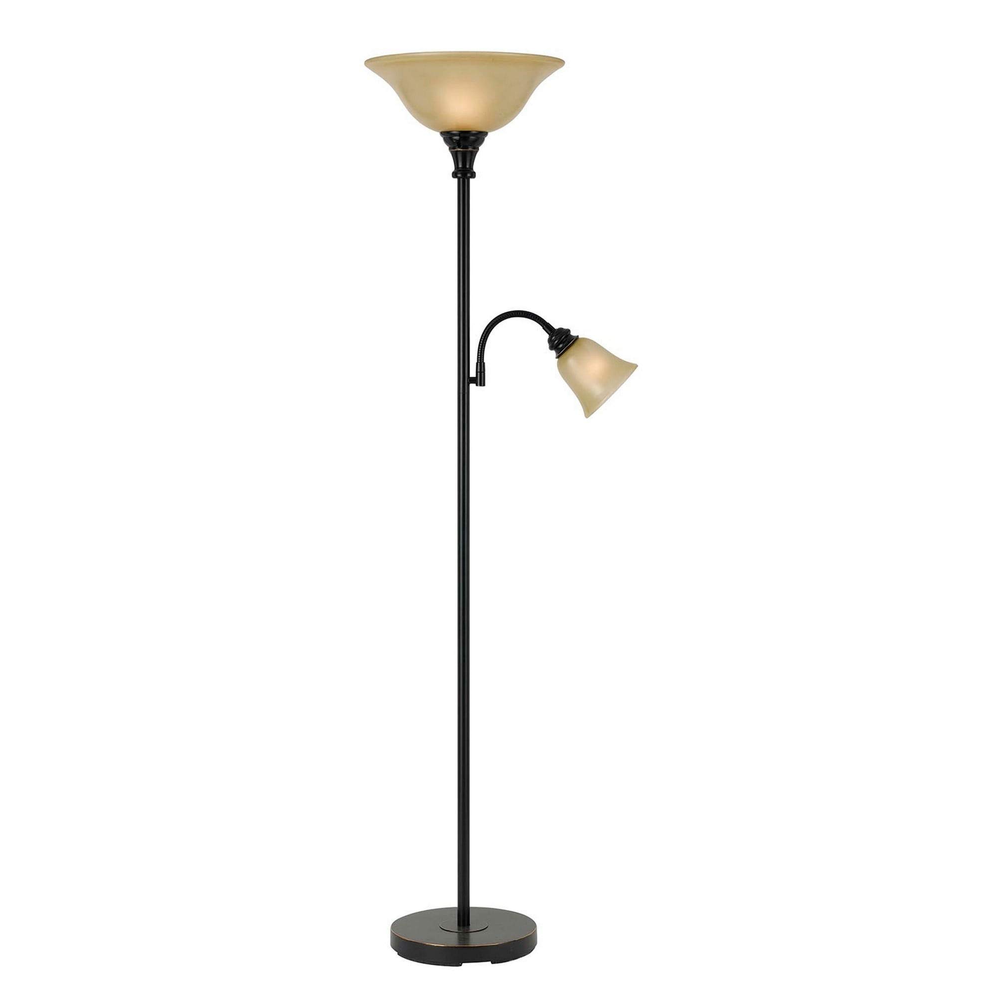 Modern Black Metal Floor Lamp with Adjustable Reading Light - Contemporary Design for Living Room, Bedroom, or Office Lighting