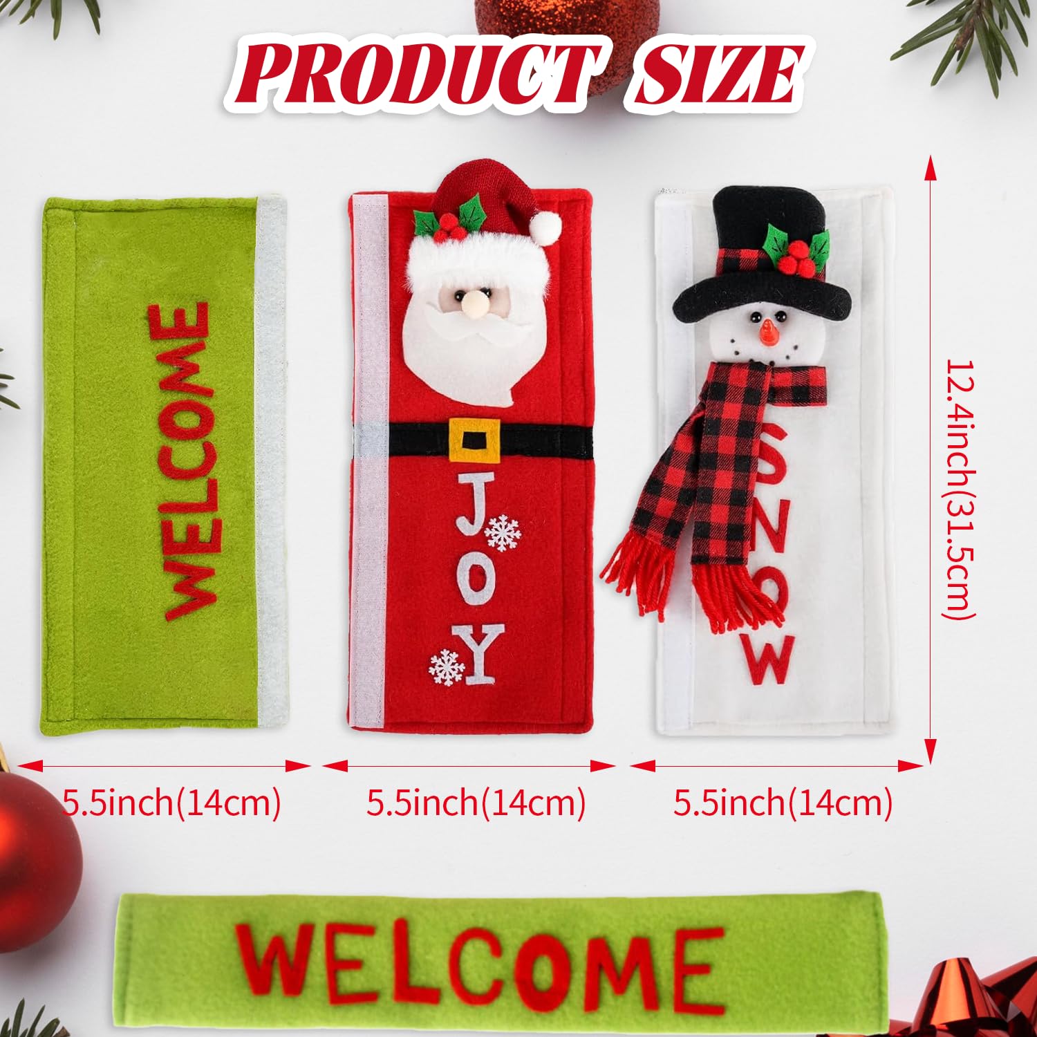 Festive Christmas Refrigerator Handle Covers Set of 3 - Snowman & Santa Claus Kitchen Decor for Fridge, Microwave, Oven & Dishwasher - Holiday Home Decor & Handle Protectors for Cozy Winter Kitchen