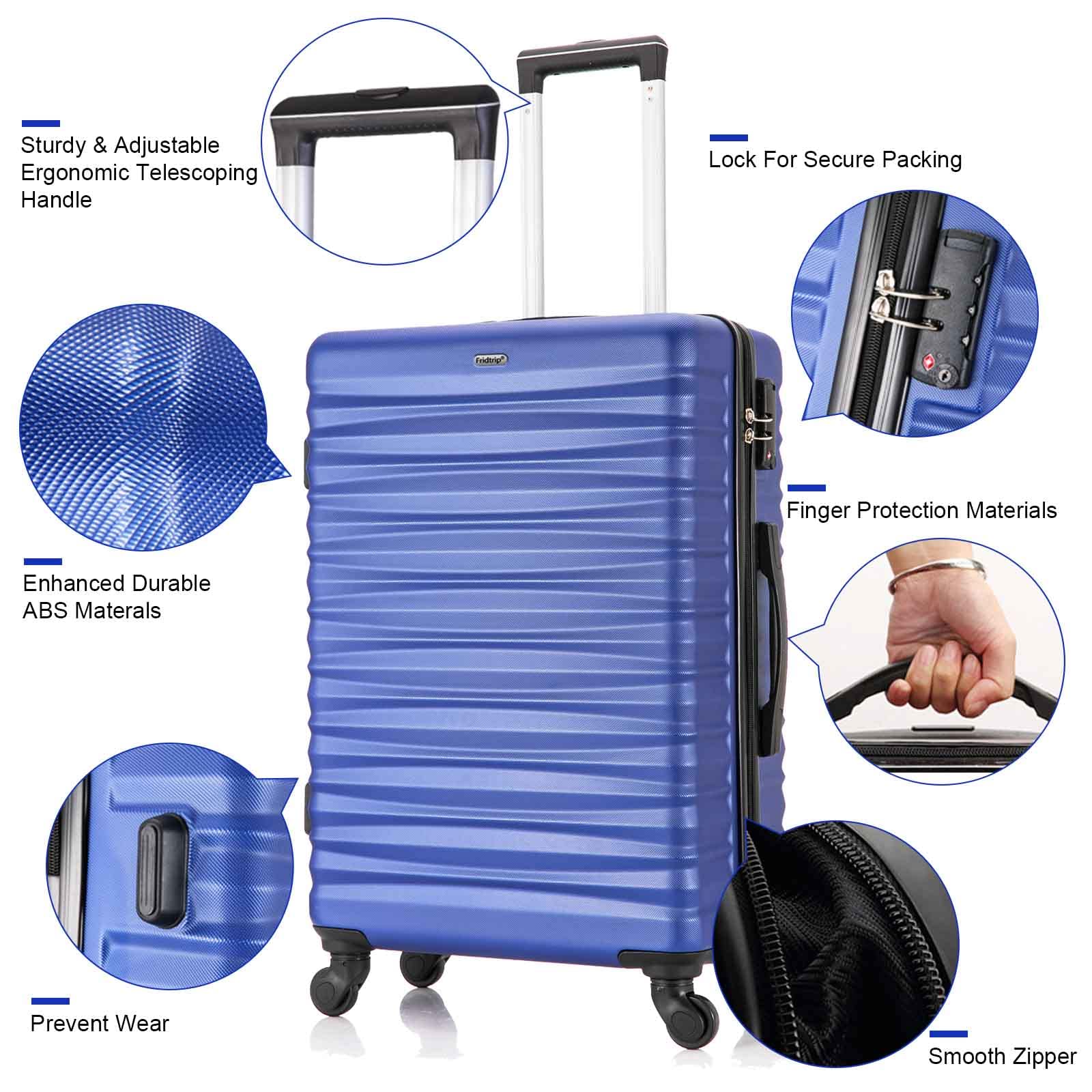 Yotefe 4-Piece Hardshell Luggage Set with Multi-Directional Spinner Wheels & TSA Lock - Blue Suitcase for Travel, Vacation & Business Trips