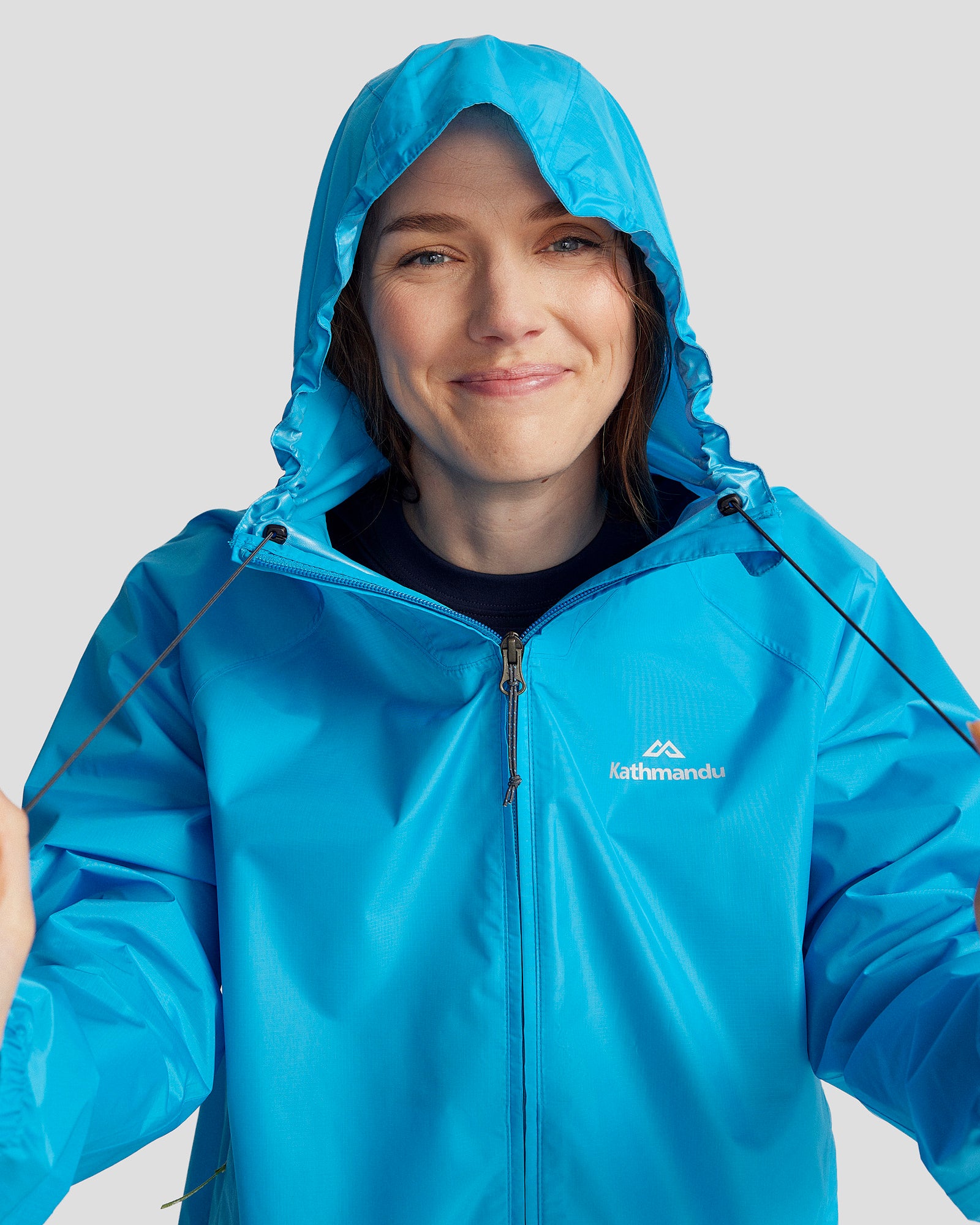 Waterproof Women's 2-Layer Rain Jacket with Pockets - Lightweight & Breathable Windbreaker for Outdoor Activities (Sea Blue) - Perfect for Hiking, Commuting & Travel