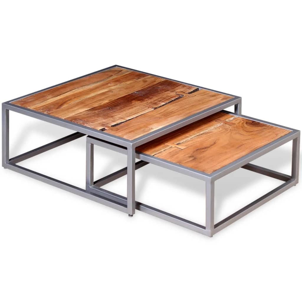 CHARMMA 2-Piece Coffee Table Set - Solid Acacia Wood Modern Living Room Furniture for Home Decor & Small Spaces