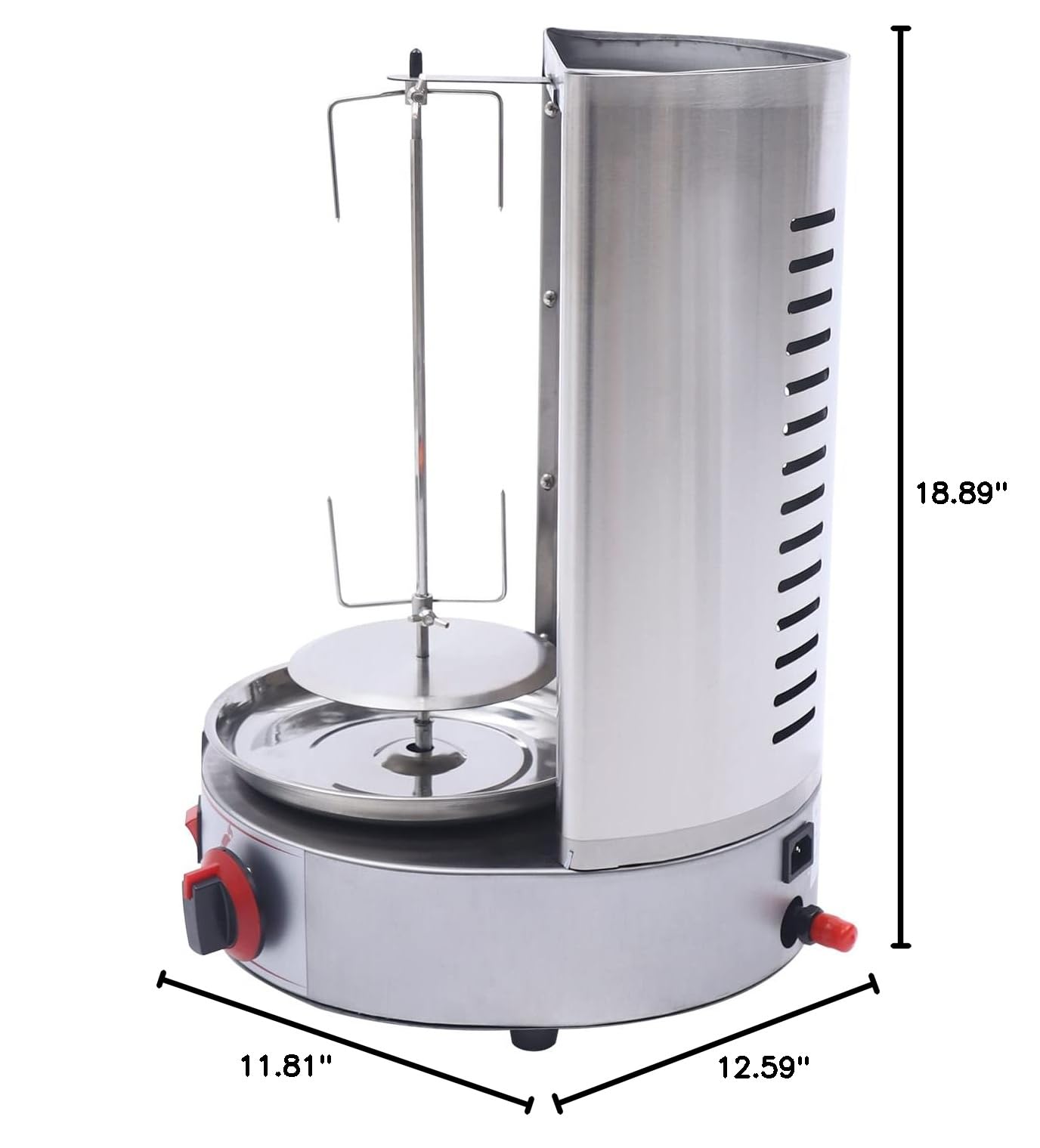 Vertical Rotisserie Shawarma Grill Machine - 2 Burner Gas Broiler for Restaurants, Home Kitchens | Perfect for Middle Eastern Cuisine, Gyros & Chicken Shawarma