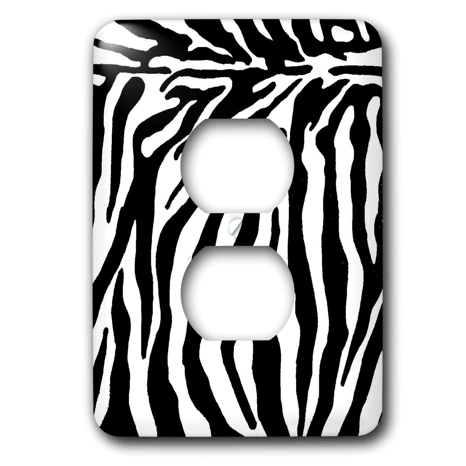 3D Rose Black and White Zebra Print Outlet Cover - Stylish Wall Plate for Home, Office & Nursery Decor - Perfect for Modern Interior Design and Animal Theme Rooms