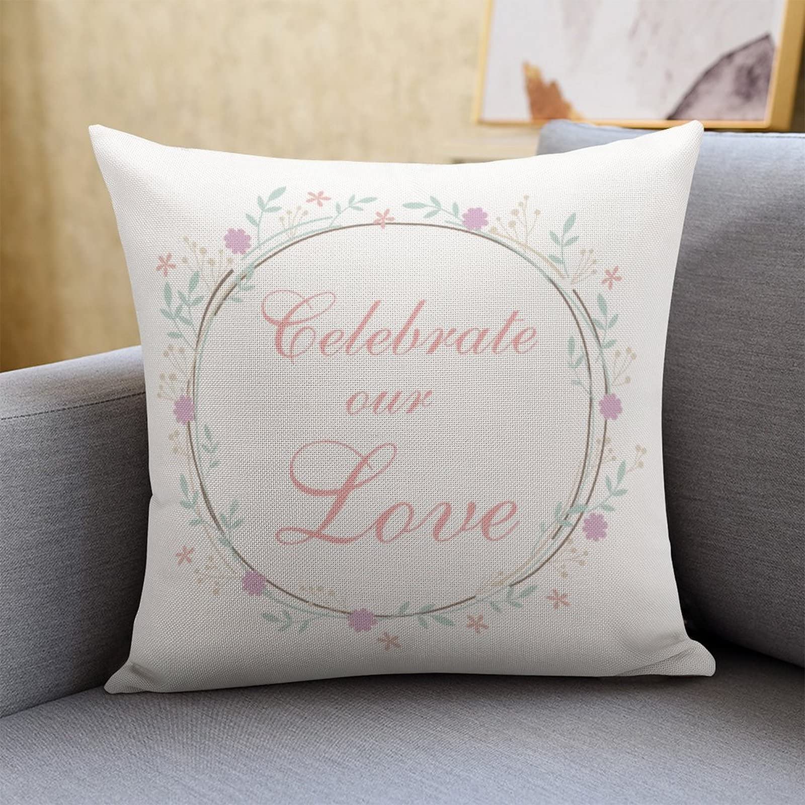 Farmhouse Style 22x22 Inch Pillow Covers - Floral Wreath Design for Couch, Bed & Home Decor | Perfect for Holidays, Valentine's Day & Seasonal Celebrations | Soft Throw Pillow Cases for Living Room, Bedroom & Sofa Decorations