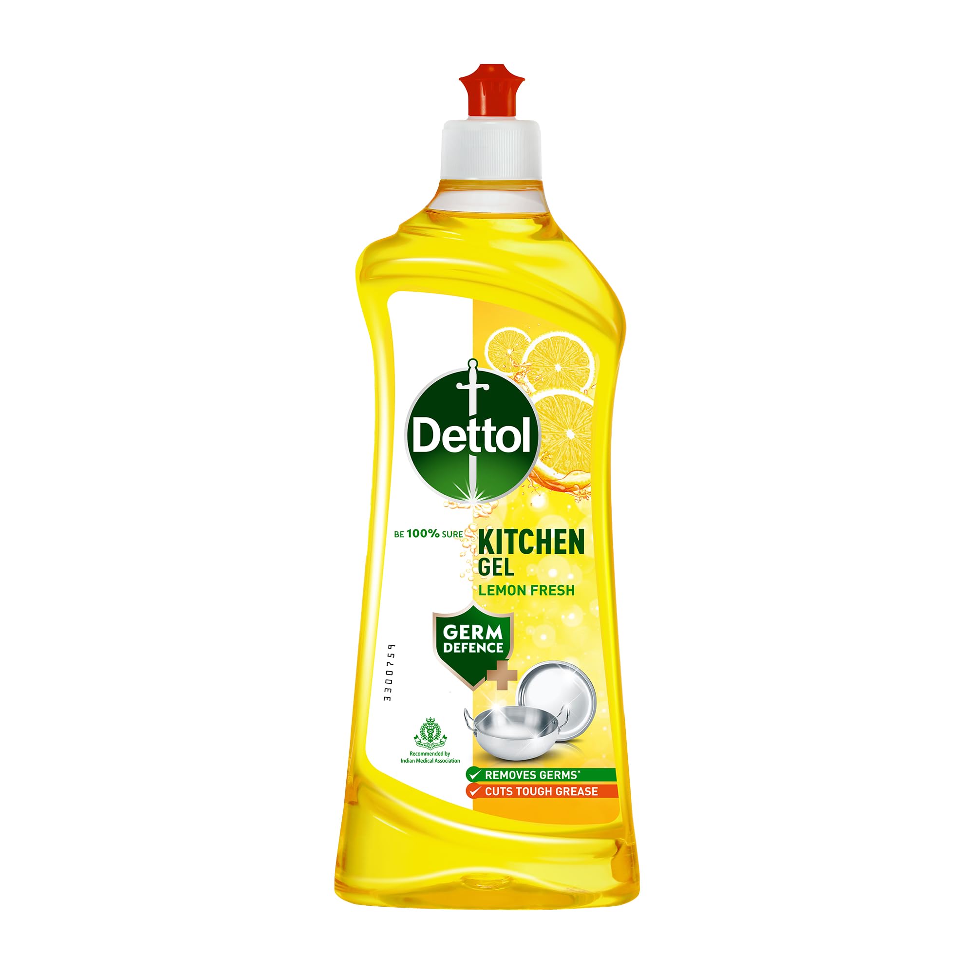 Dettol Lemon Fresh Dishwashing Liquid & Cleaning Gel - 750ml Bottle | Cuts Tough Grease & Kills Germs | Perfect for Kitchen Cleaning, Dishwashing & Sanitizing Surfaces