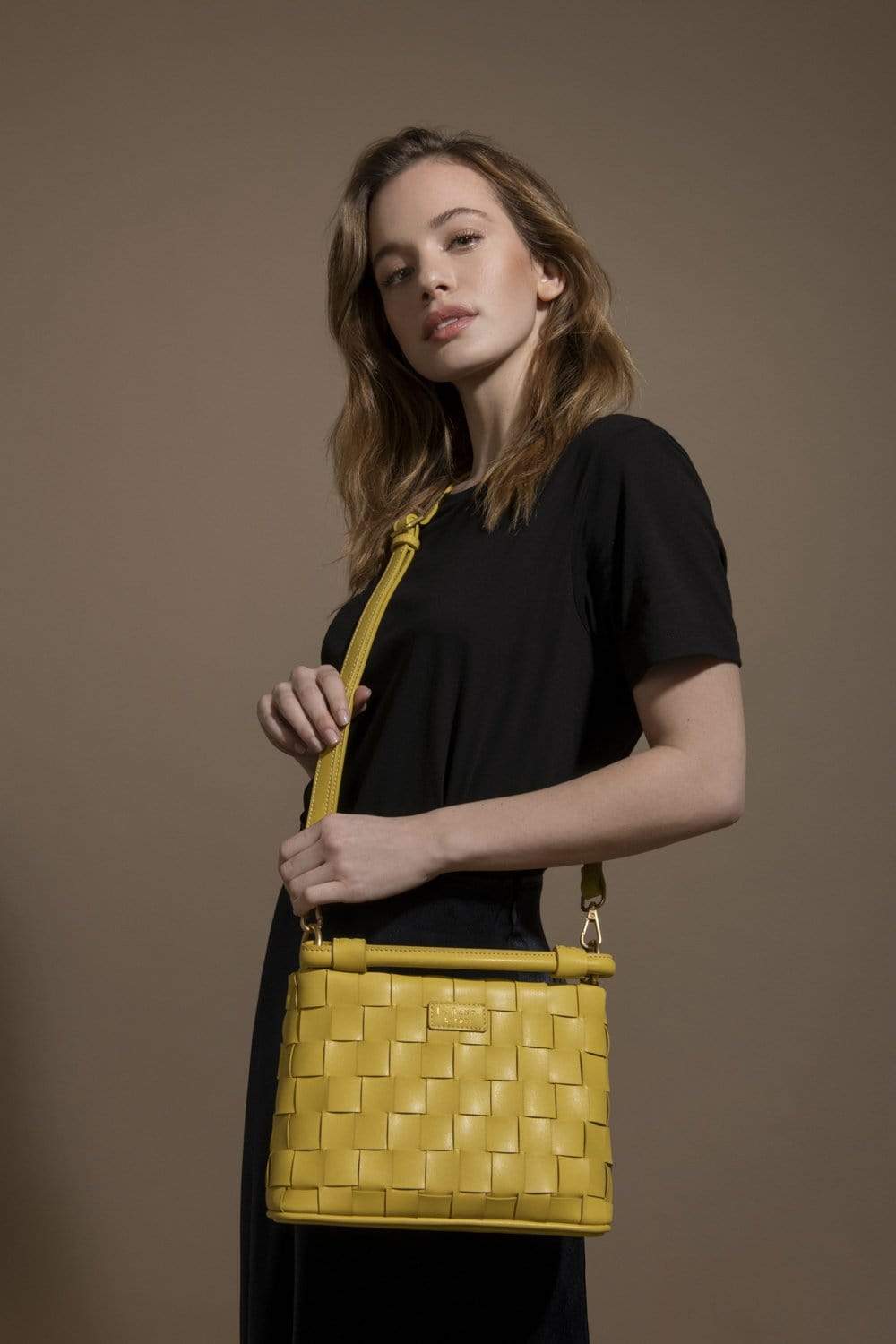 Baby Bella Woven Vegan Leather Crossbody Bag for Women | Mustard Yellow | Stylish & Eco-Friendly Purse for Daily Use, Travel & Shopping