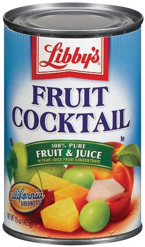 Libby's Fruit Cocktail in 100% Pear Juice Concentrate - 15oz Cans (Pack of 6) | Canned Mixed Fruits for Snacks, Desserts & Healthy Recipes | Perfect for Salads, Smoothies & Baking