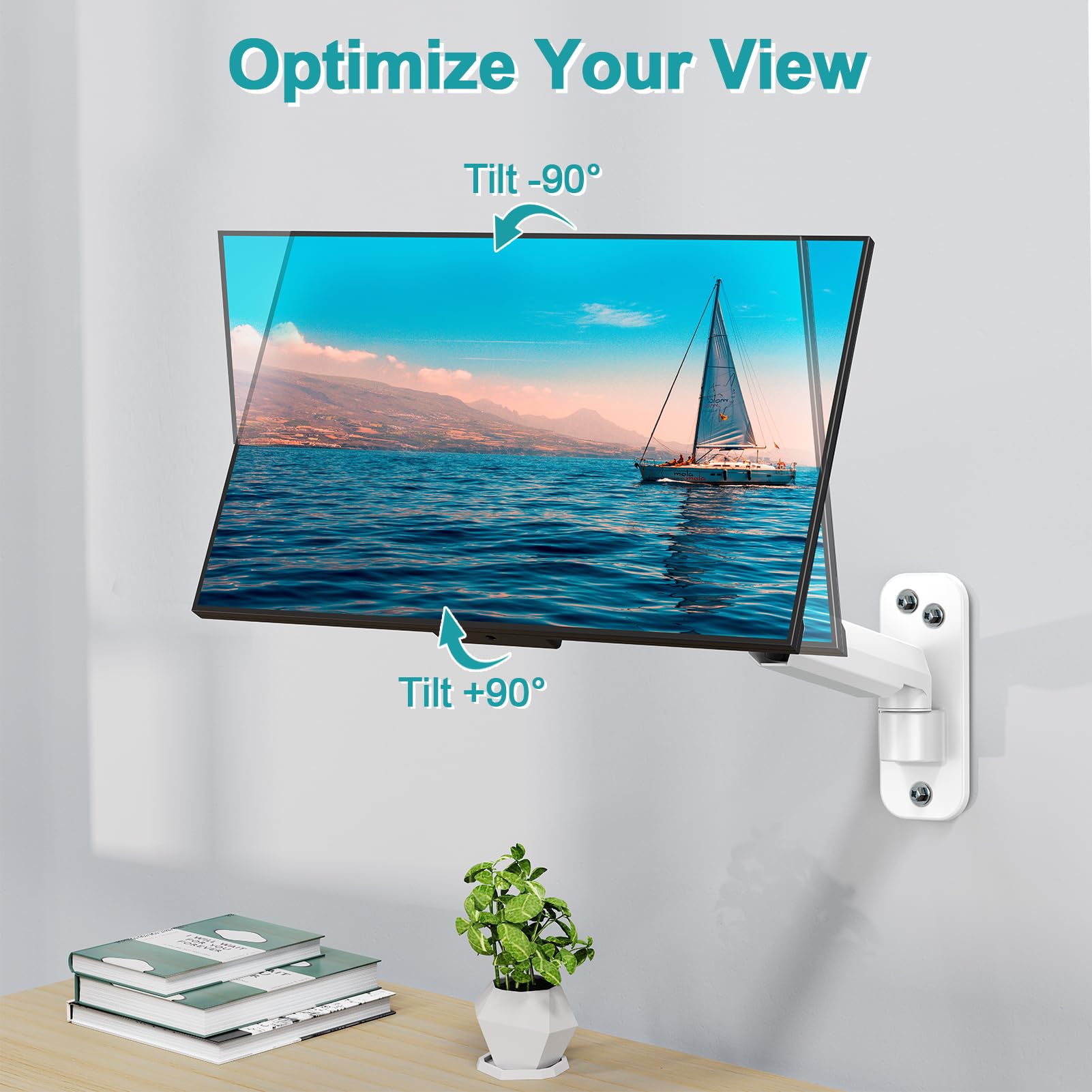 MOUNT PRO Single Monitor Wall Mount Bracket for 13-32 Inch Screens - Gas Spring Monitor Arm with 17.6lbs Capacity - Full Motion Adjustable VESA Mount (75x75/100x100) - White - Perfect for Home Office, Gaming Setup & Workspace Ergonomics