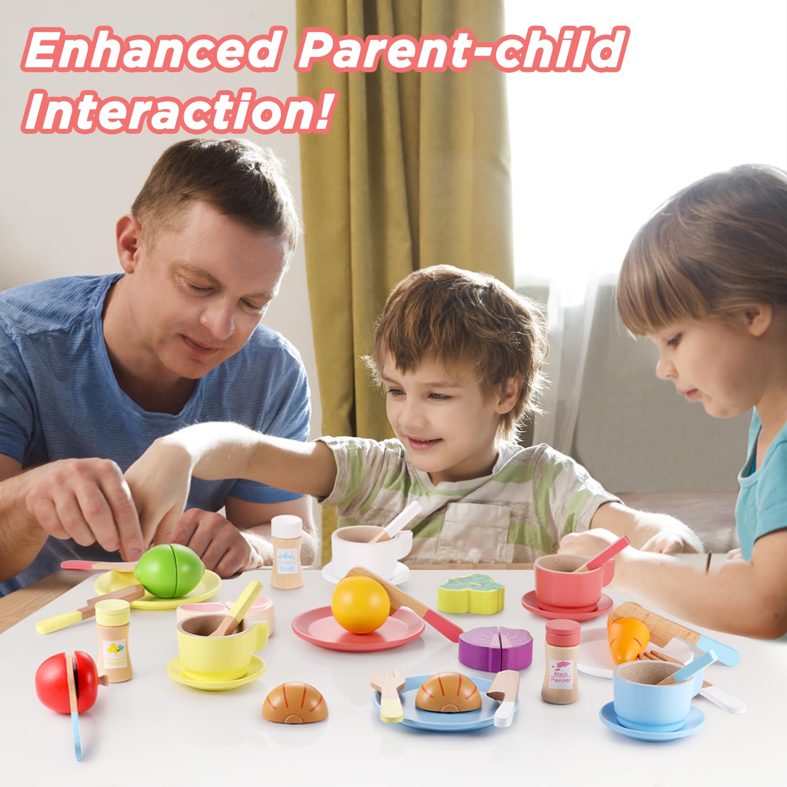 GAGAKU 27-Piece Wooden Play Kitchen Set for Kids - Montessori Learning Toy with Dishes, Plates & Cooking Accessories for Toddlers Ages 3-8 - Pretend Play for Boys & Girls - Perfect for Imaginative Play & Early Childhood Development