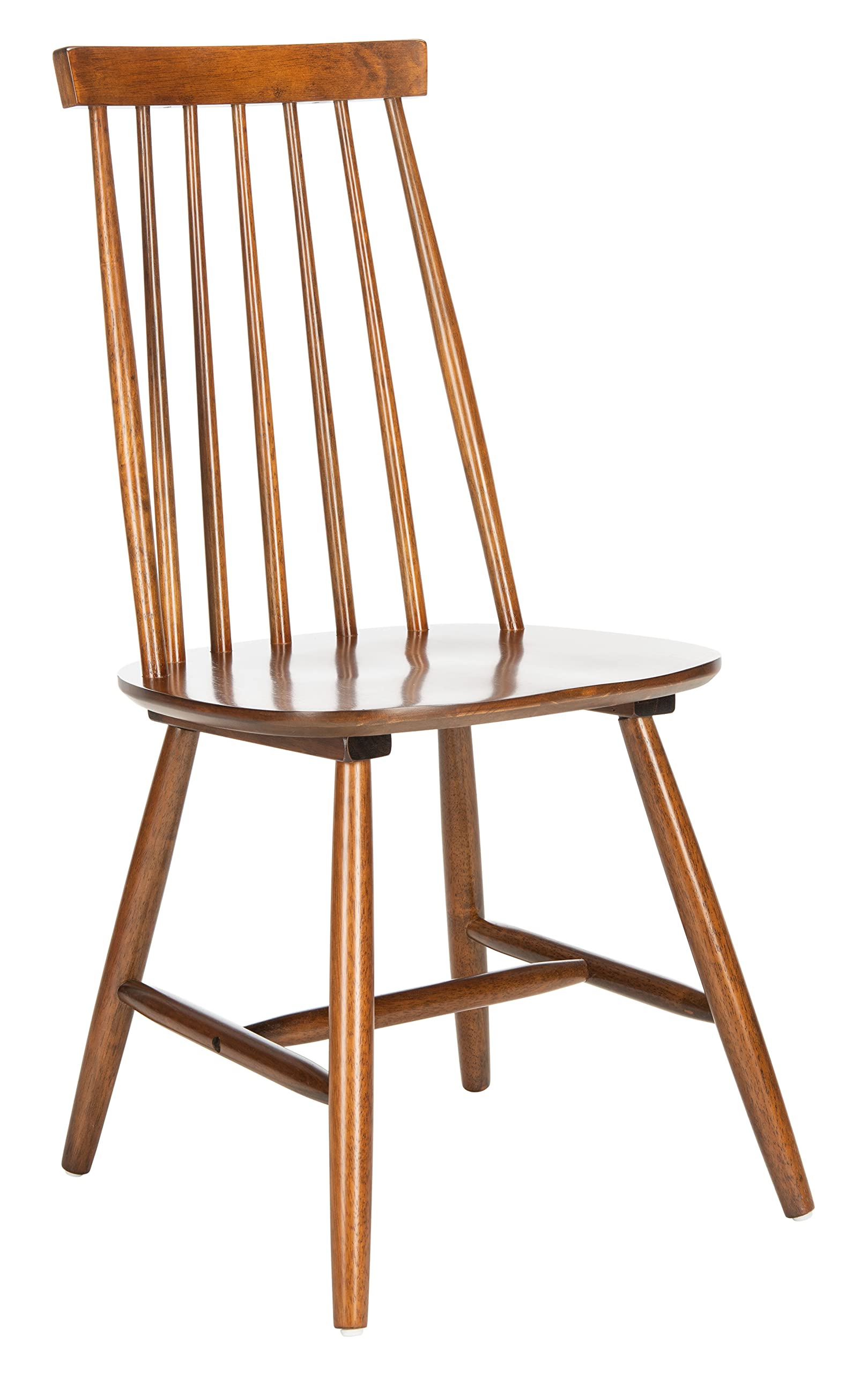 SAFAVIEH Priam Farmhouse Walnut Brown Spindle Back Accent Chair - Rustic Dining & Living Room Furniture for Kitchen, Breakfast Nook, and Home Decor