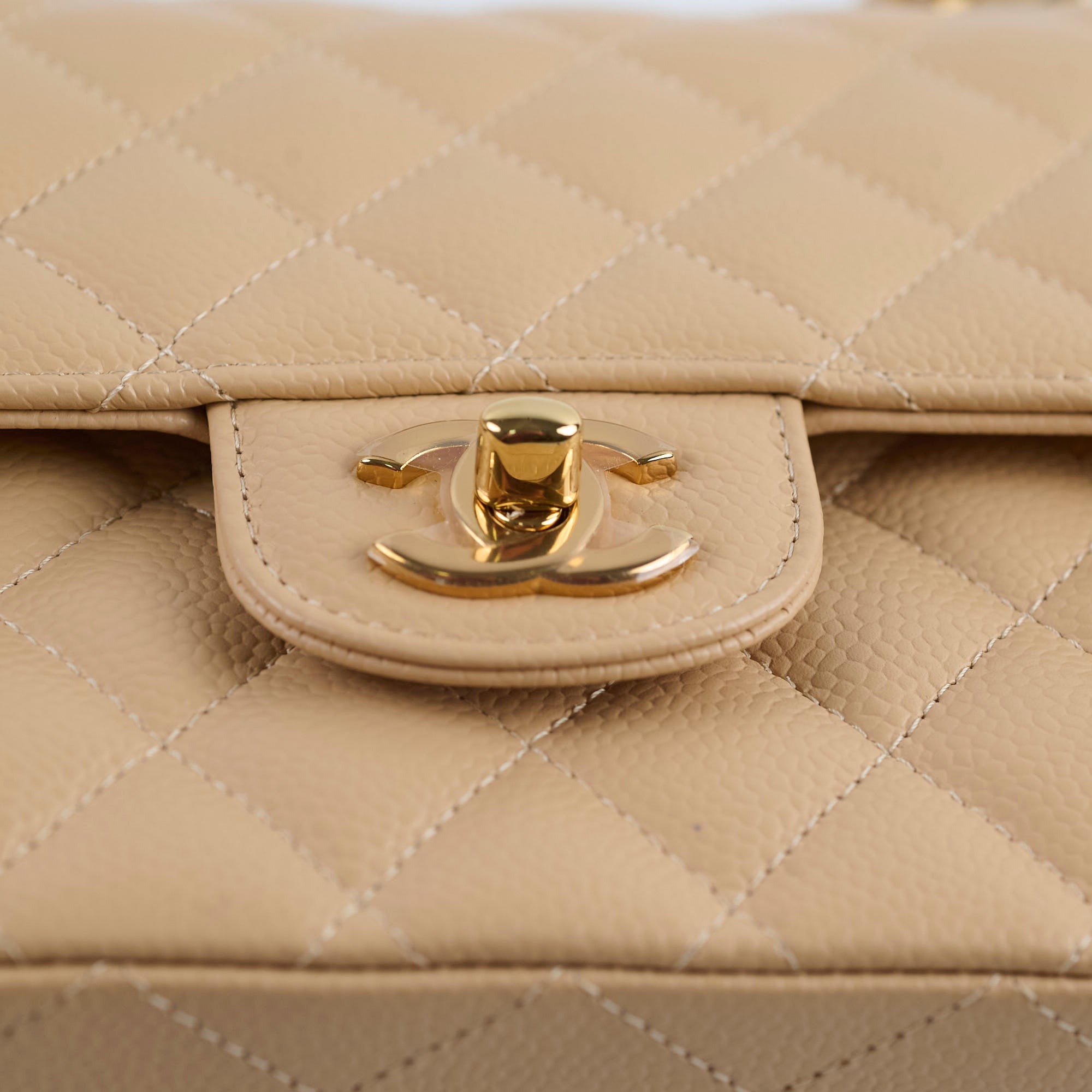 Chanel Classic Double Flap Bag in Caviar Leather Beige Gold Hardware - Timeless Luxury Handbag for Women, Perfect for Work, Evening Events & Special Occasions
