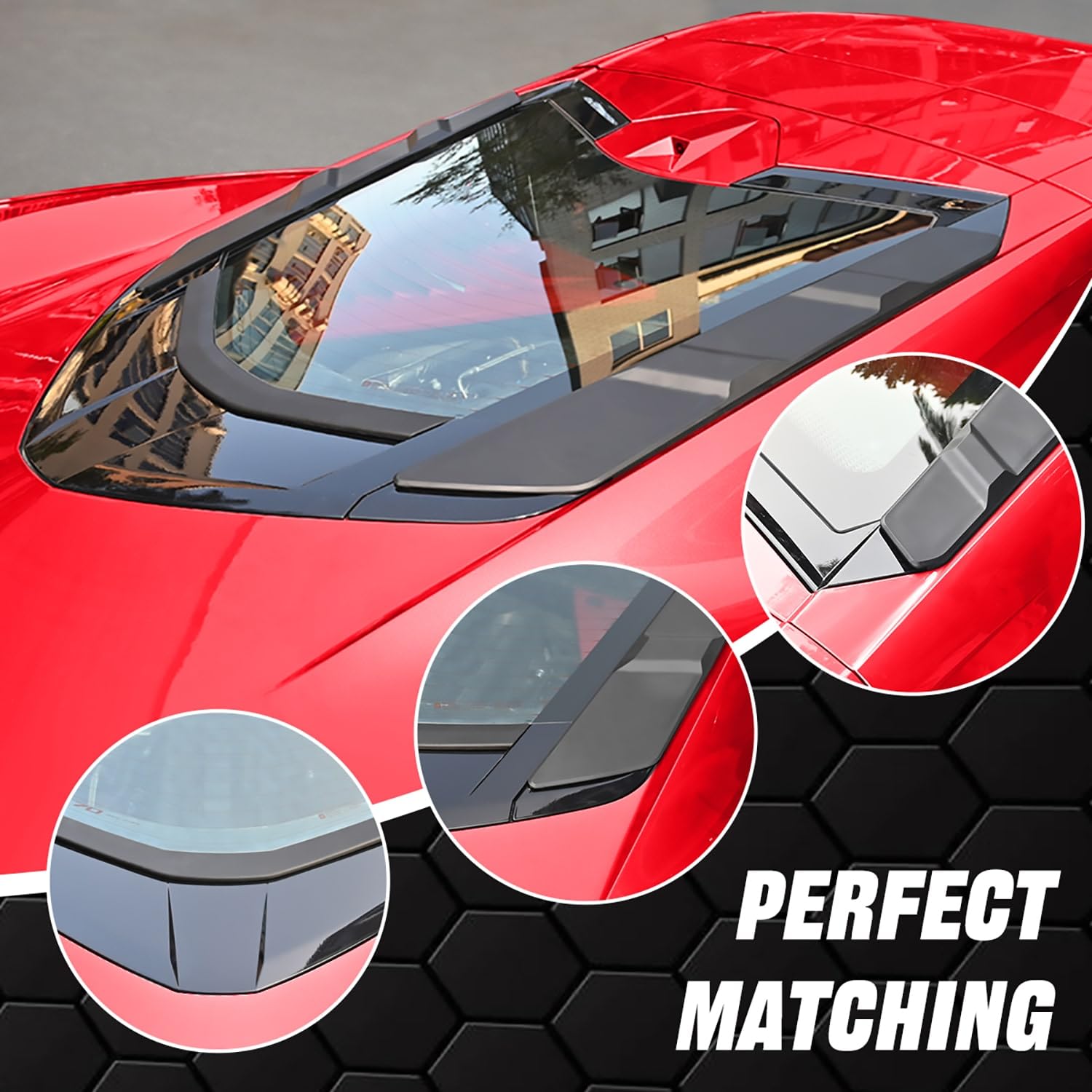 Corvette C8 Z51 Coupe & C8 Z06/E-Ray Rear Window Spoiler & Dry Bay Vent Blocks - Car Wash Protection & Engine Bay Air Vent Inserts (2020-2023 Models) - Perfect for Car Shows, Track Days & Daily Driving Protection