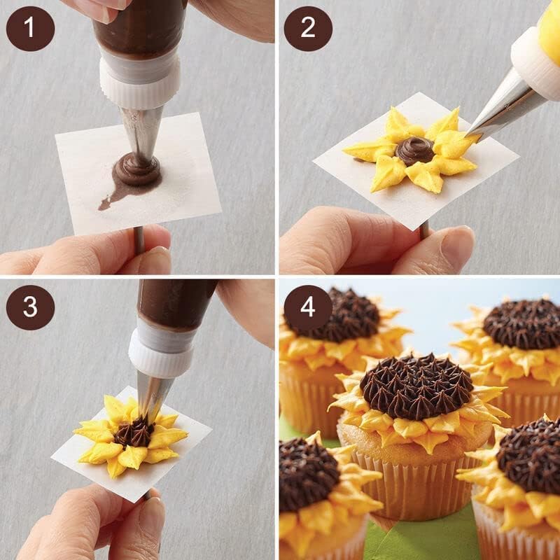 6 Pcs Leaf Icing Nozzles - Stainless Steel Cake Decorating Tips for Baking, Pastry & Fondant - with Cleaning Brush - Perfect for DIY Desserts & Party Cakes
