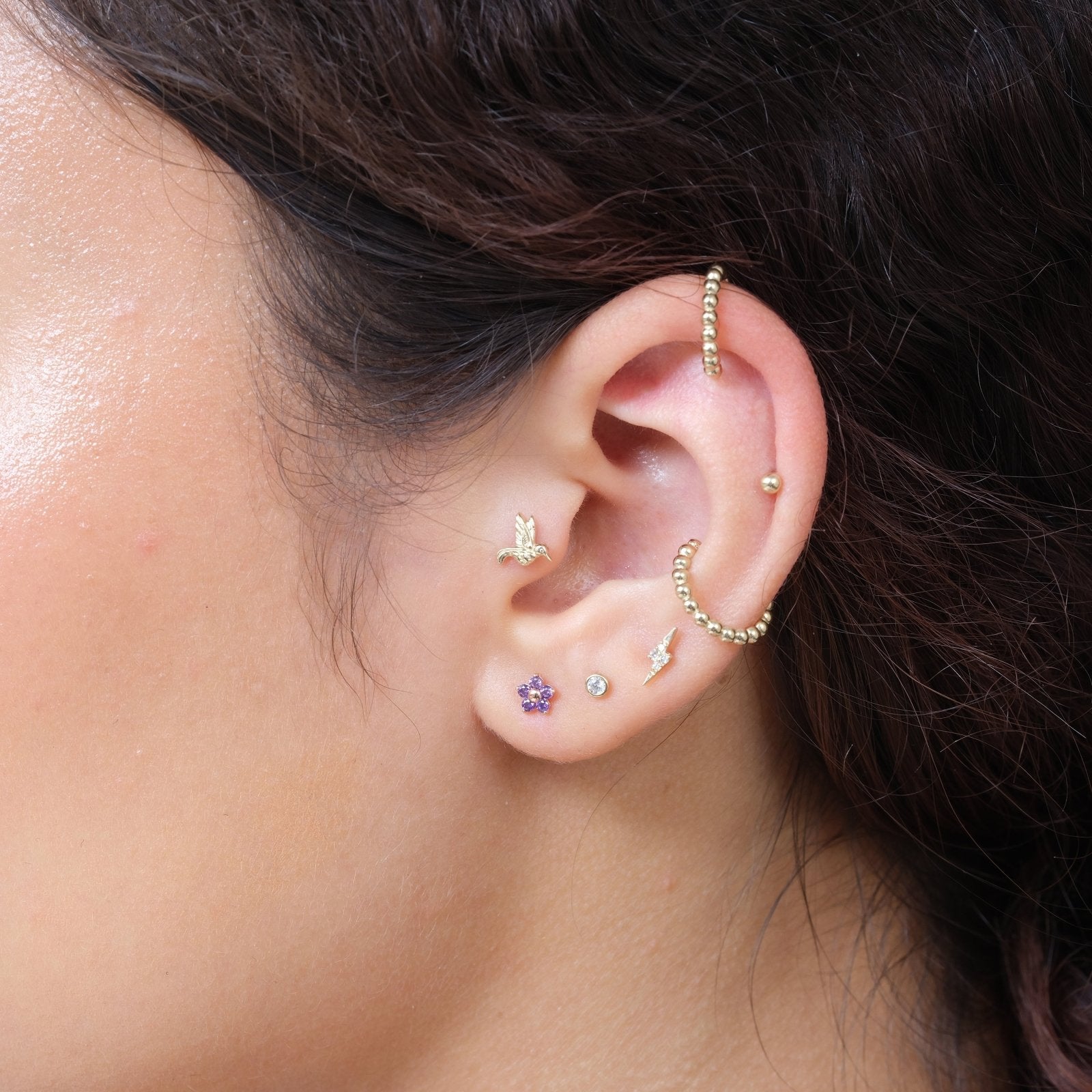 14K Rose Gold Amethyst Flower Stud Earrings for Women - Elegant Floral Jewelry for Everyday Wear, Gifts & Special Occasions