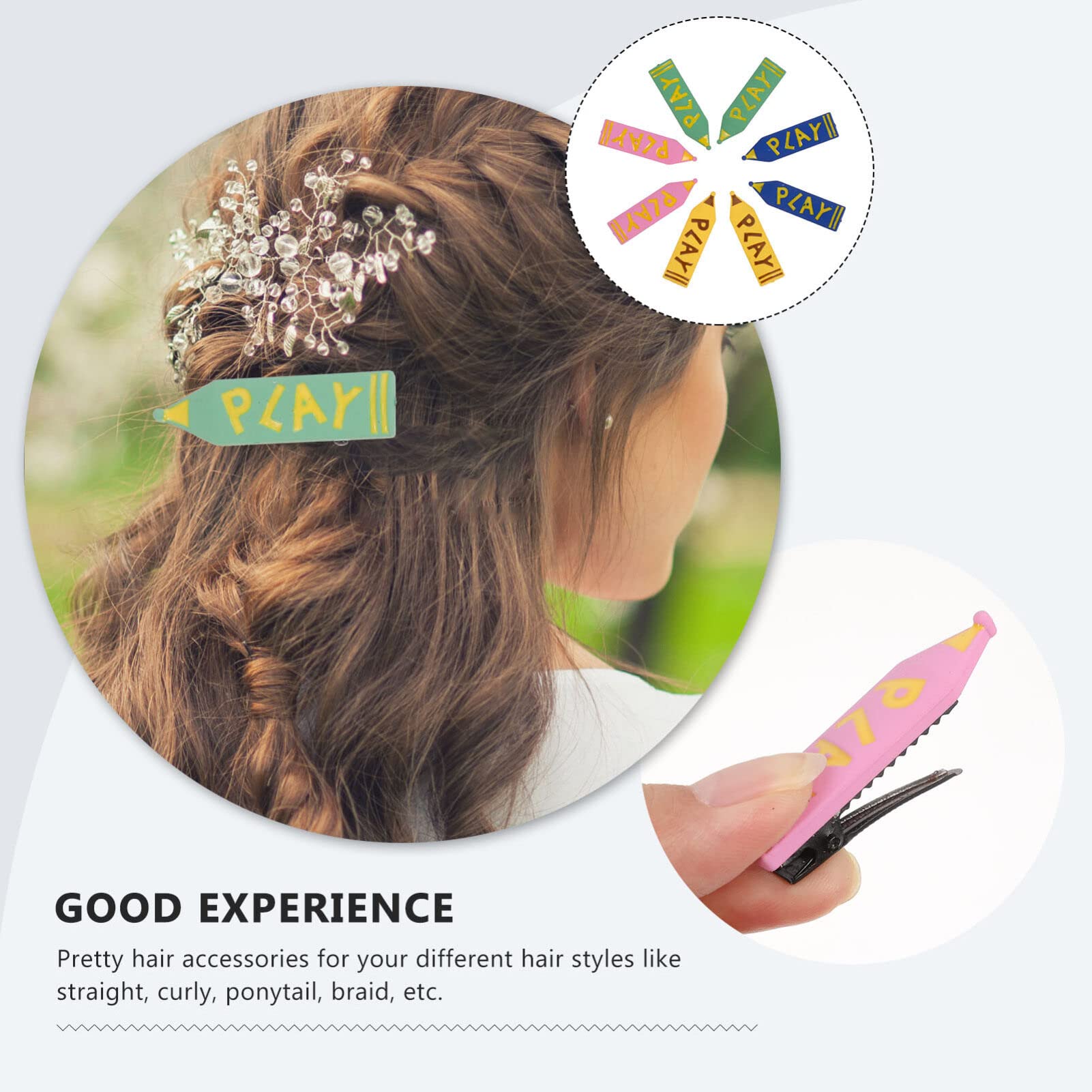 EXCLUZO 8-Piece Hair Clips Set - Cute Pencil Design Teacher Hairpins for Women & Girls - Perfect Back to School Gift & Teacher Appreciation Present - Great for Classroom, Office, and Everyday Hair Accessories
