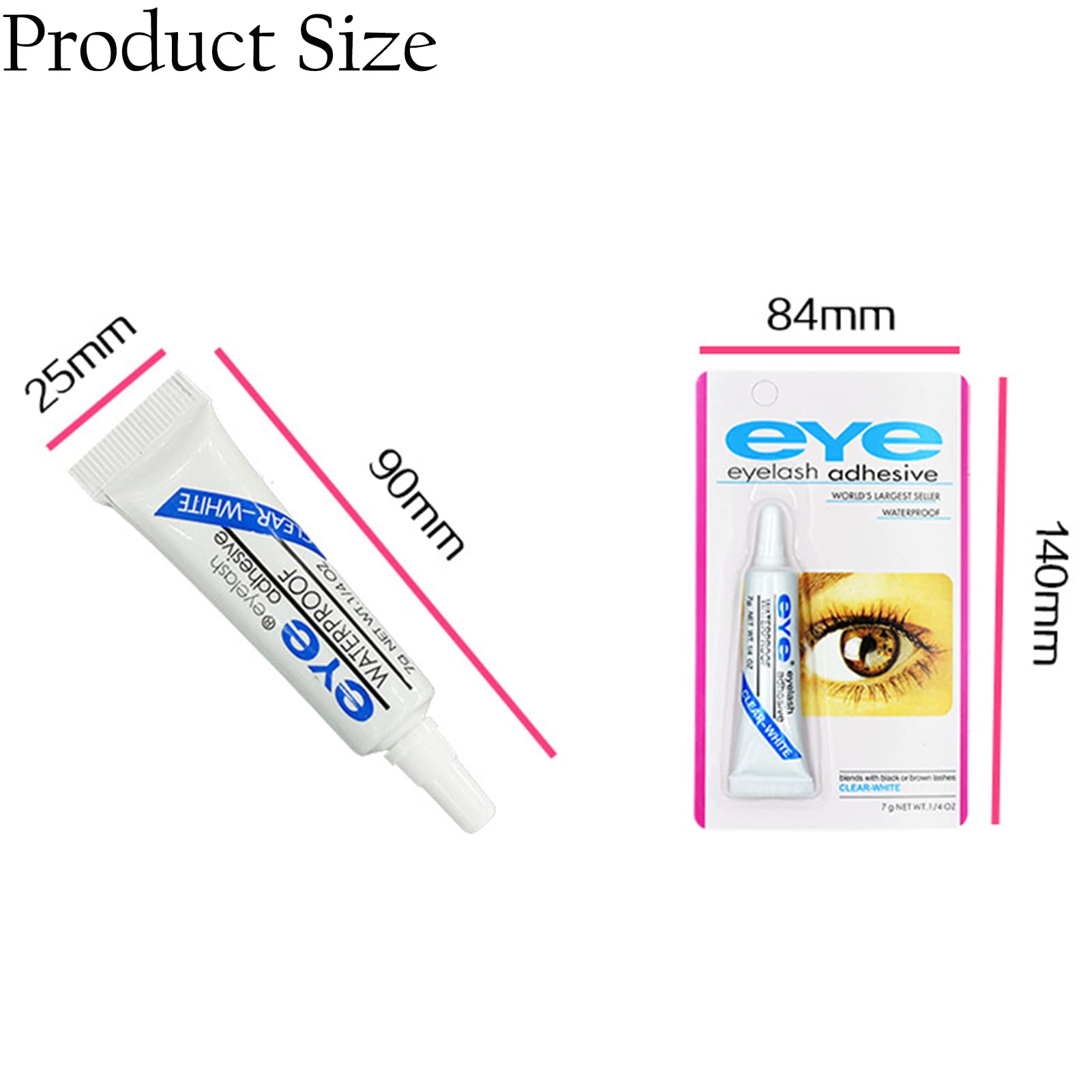 Fashion Base Eyelash Glue - Waterproof False Eyelash Adhesive with Super Hold, 7g Clear & White Lash Extension Glue (Dries Clear) - Perfect for Daily Wear, Special Occasions & Professional Makeup Artists