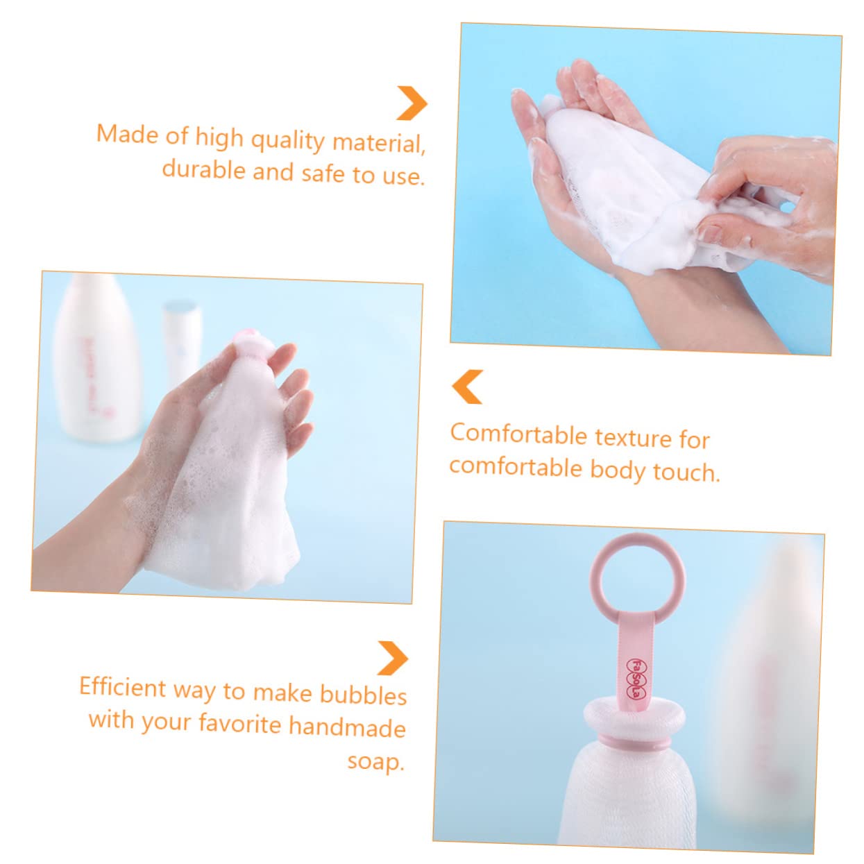 Angoily Soap Bar Bubble Maker - 4 Pack Skin Care Scrubber & Soap Saver with Hydrating Pouch | Gentle Exfoliating Face Scrubber & Soap Holder for Shower, Bath & Spa | White PP Foam Kit & Cleaning Towel Sponge