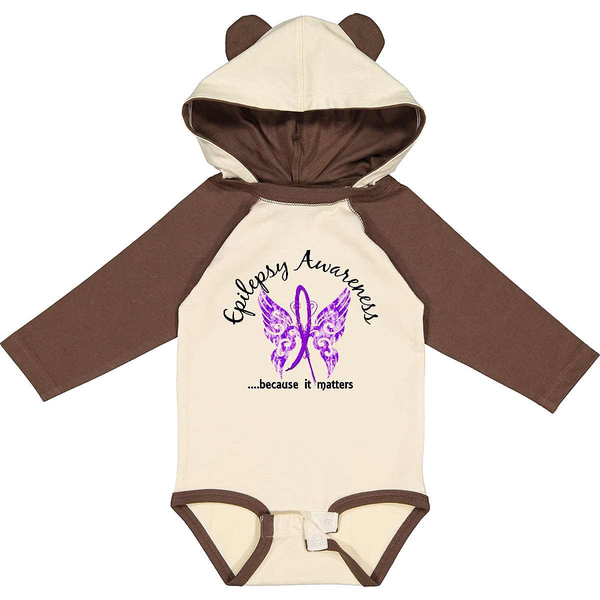 Epilepsy Awareness Butterfly Print 6.1 Long Sleeve Baby Creeper - Soft Cotton Infant Bodysuit for Boys & Girls - Perfect for Daily Wear, Photo Shoots & Support Events