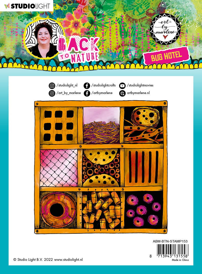 ABM Clear Stamp Bug Hotel for Kids - 140x140x3mm Back to Nature Insect Habitat - 1 PC (No.153) - Perfect for Garden, Outdoor Education & Nature Exploration Activities