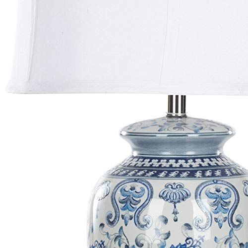 SAFAVIEH Paige Blue & White Chinoiserie Ginger Jar Table Lamp - 29 Inch LED Bedside Lamp for Bedroom, Living Room & Home Office (Bulb Included) | Elegant Home Decor Lighting for Nightstands & Desks