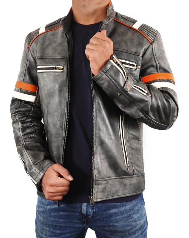 Premium Black Leather Jacket for Men - Genuine Lambskin Motorcycle Biker Jacket | Stylish & Durable Outerwear for Riding, Casual Wear & Night Out