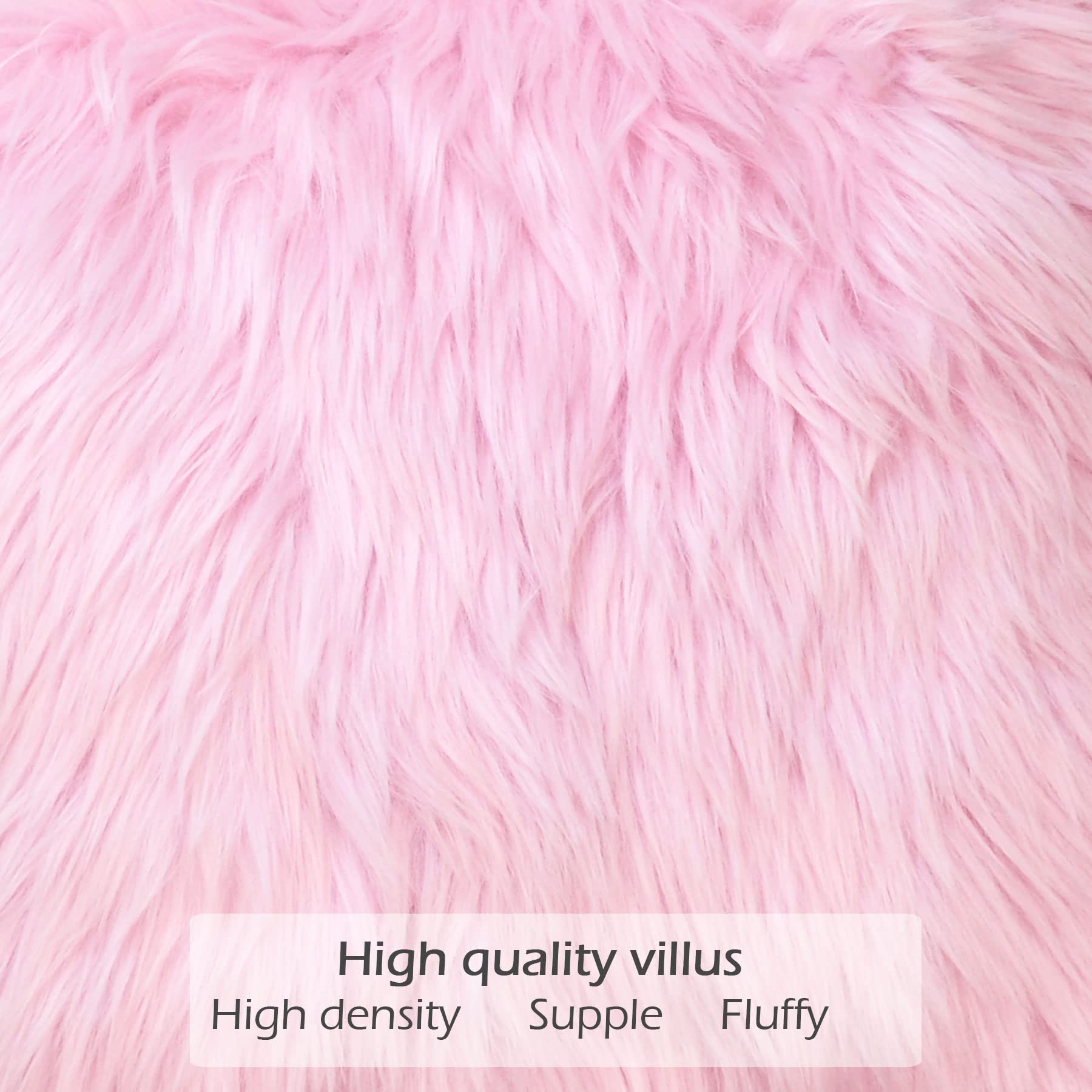 LIGICKY Set of 2 Pink Fluffy Pillows - Luxury Soft Faux Fur Throw Pillow Covers 16x16 Inch - Decorative Square Plush Cushion Cases for Sofa, Couch & Bed - Perfect for Living Room, Bedroom & Home Decor