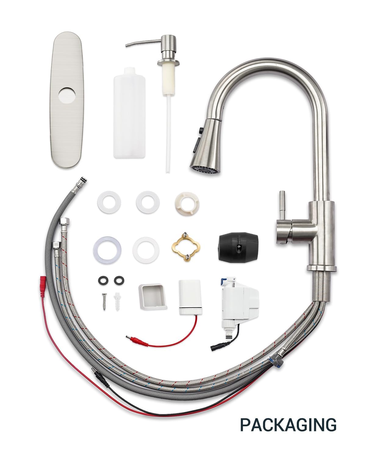 APPASO Touchless Kitchen Faucet with Motion Sensor - Hands-Free Pull Down Sprayer with 3 Modes, Soap Dispenser & ABS Spray Head - Brushed Nickel Stainless Steel for Modern Kitchens, Perfect for Busy Cooks & Families with Kids