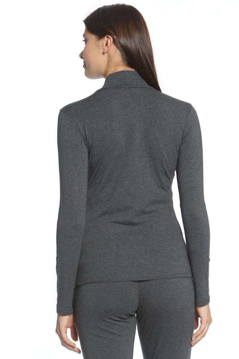 Long Sleeve Mock Neck T-Shirt for Women - Comfortable Stretch Cotton Blend Top for Casual Wear, Work & Layering