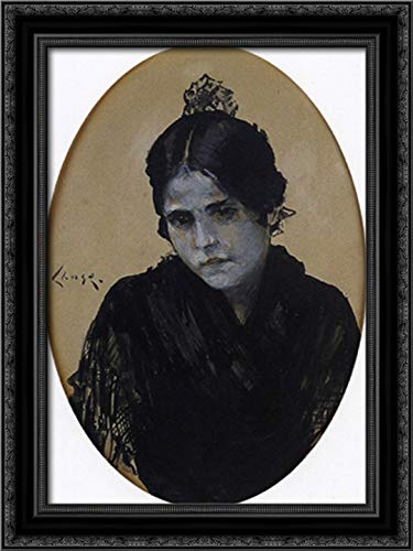 William Merritt Chase Spanish Girl 18x24 Inch Black Ornate Wood Framed Canvas Art - Perfect for Living Room, Bedroom & Office Wall Decor