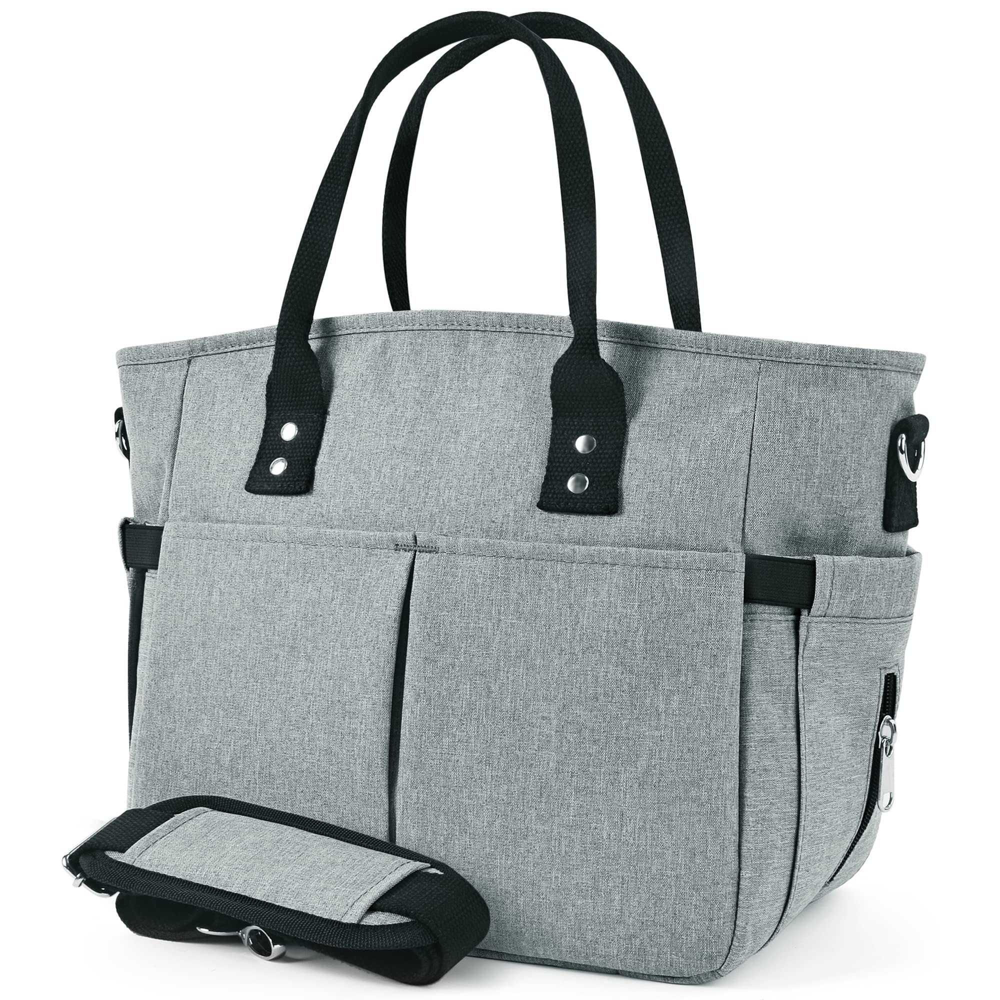 Insulated Lunch Bag for Work & School - Large Reusable Lunch Tote with Adjustable Shoulder Strap for Men & Women - Perfect for Office, Picnic, Travel & Outdoor Activities (Gray)