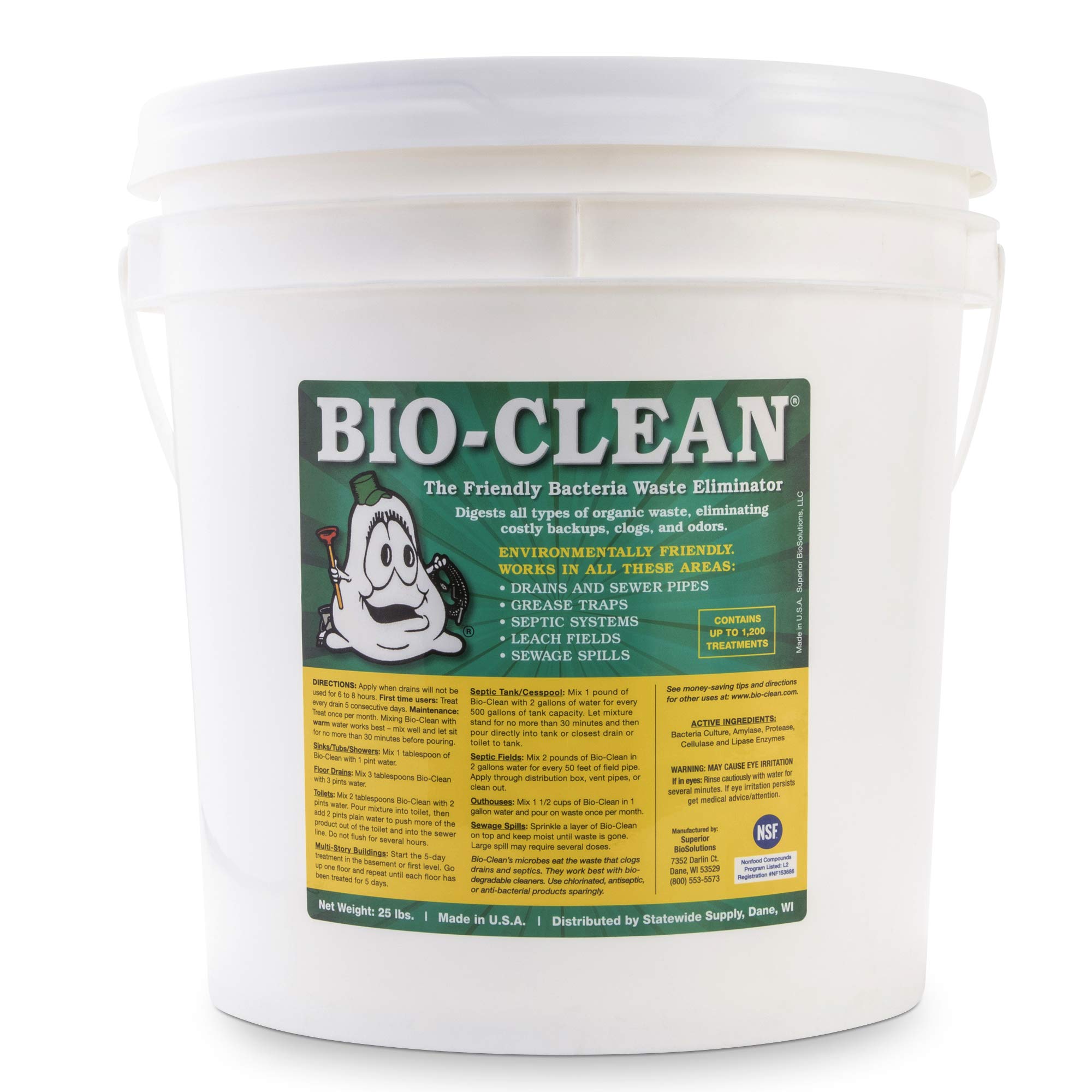 **25lb Bulk Drain Septic Bacteria - Natural Drain Cleaner for Septic Tanks, Grease Traps & Pipes | 100% Guaranteed, No Harsh Chemicals | Removes Fats, Oil & Grease | Ideal for Home, RV & Commercial Use**
