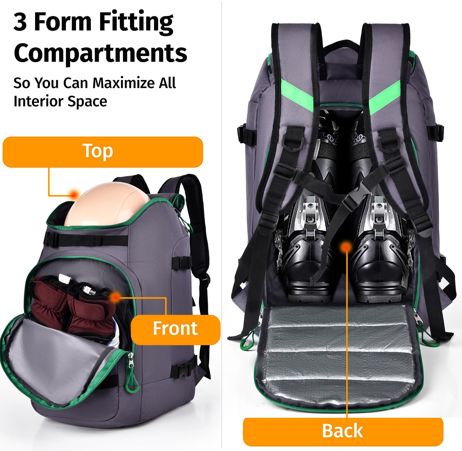 Waterproof 50L Ski Boot Backpack for Men & Women - Carry Ski Boots, Snowboard Boots, Helmet, Goggles & Accessories | Ideal for Skiing, Snowboarding & Winter Travel