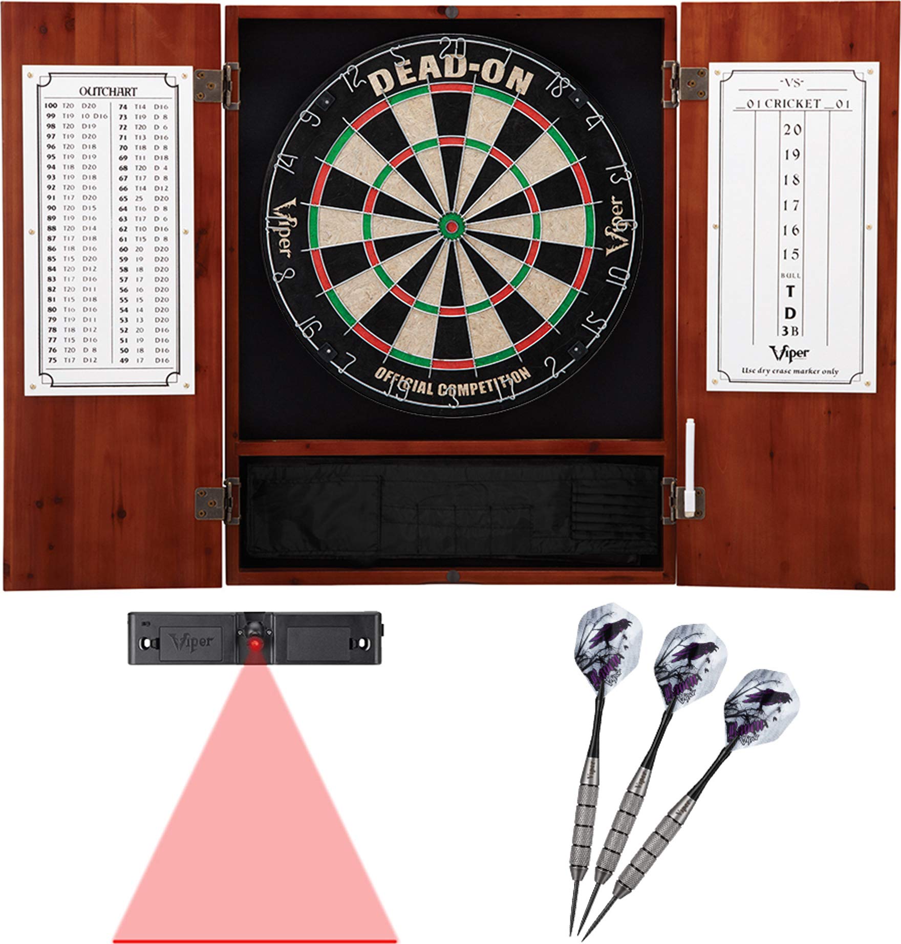 Viper Metropolitan Oak Steel Tip Dartboard Cabinet - Professional Dartboard Set for Home & Bar Games - Perfect for Game Rooms, Pubs, and Entertainment Spaces