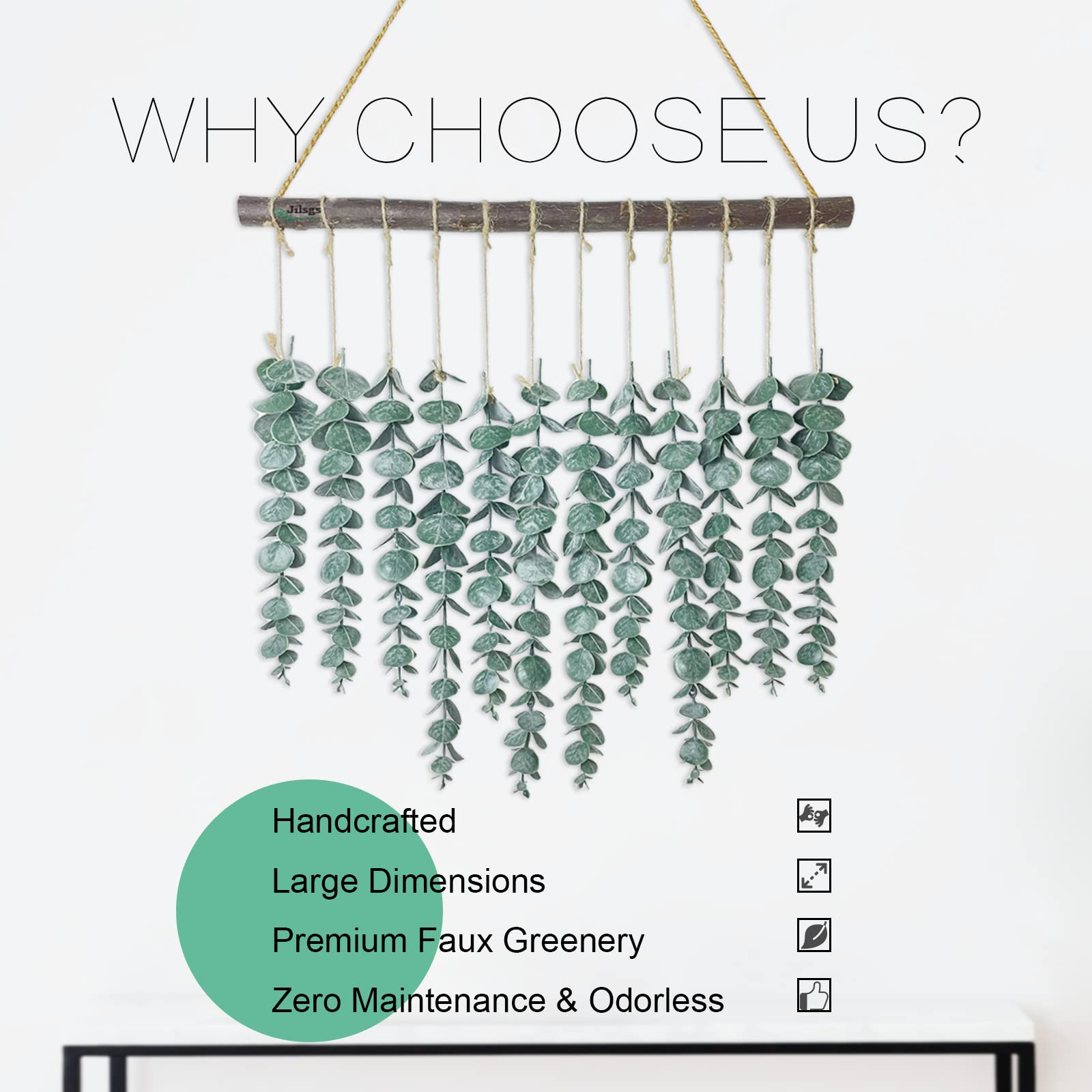 Artificial Eucalyptus Wall Hanging - Boho Home Decor for Bathroom & Living Room