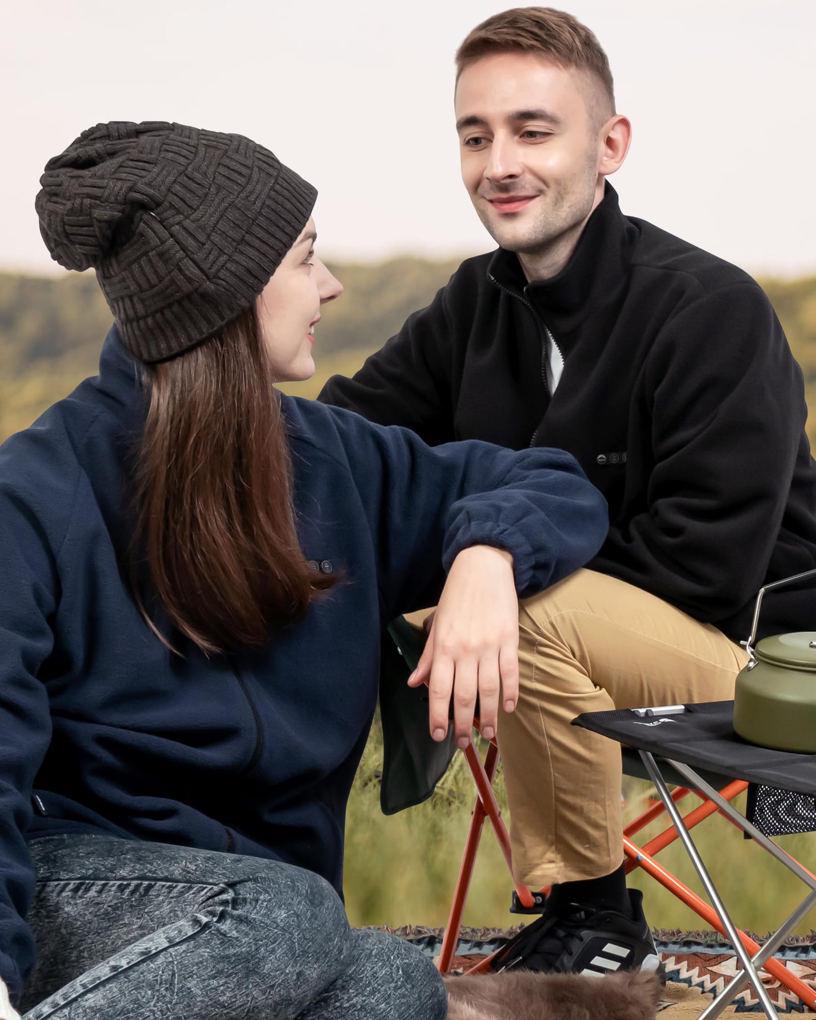 ARRIS Men's Heated Fleece Jacket with Rechargeable Battery - Electric Winter Coat with Full Zip & Hand Warmers - Perfect for Outdoor Activities, Camping, Hiking & Cold Weather