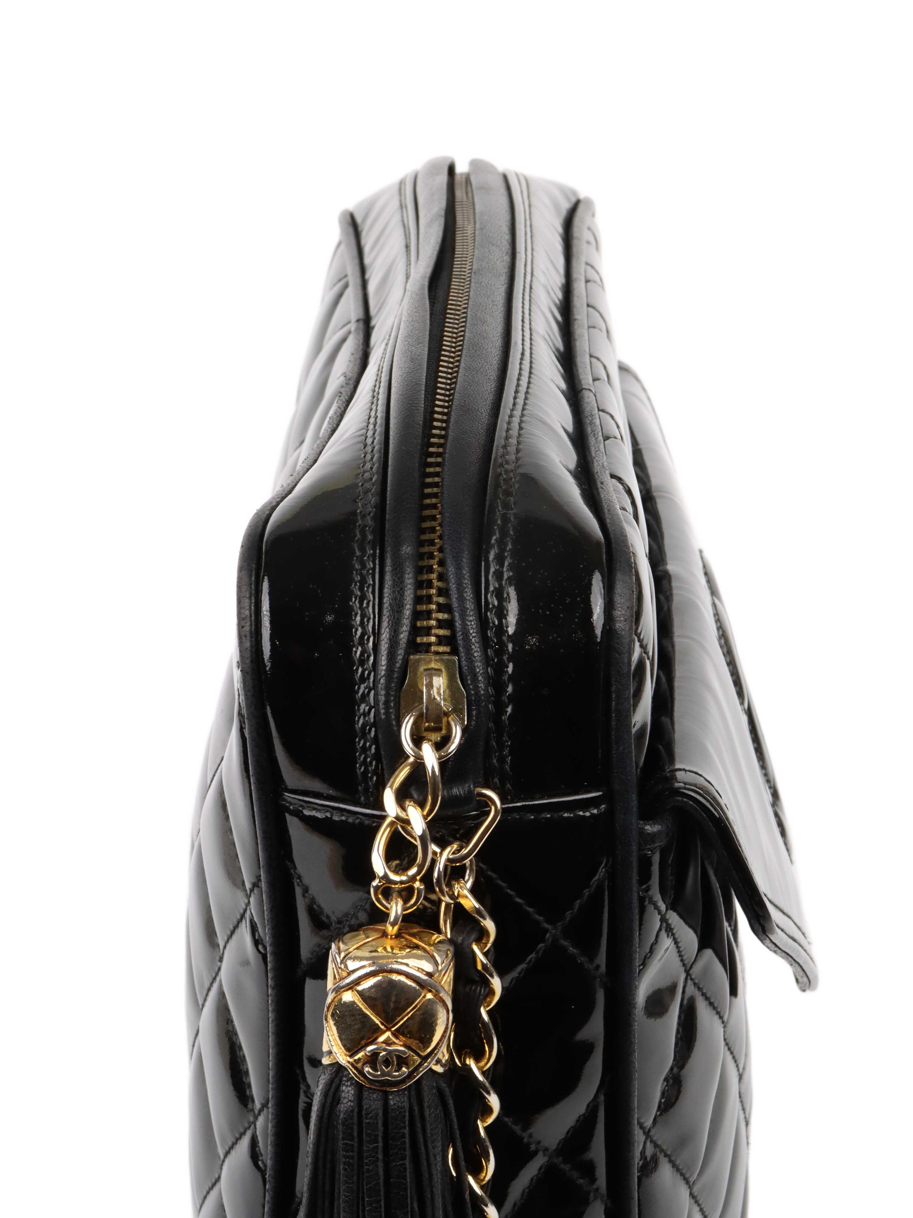Chanel Black Patent Leather Shoulder Bag for Women - Luxury Designer Handbag for Work, Evening & Special Occasions