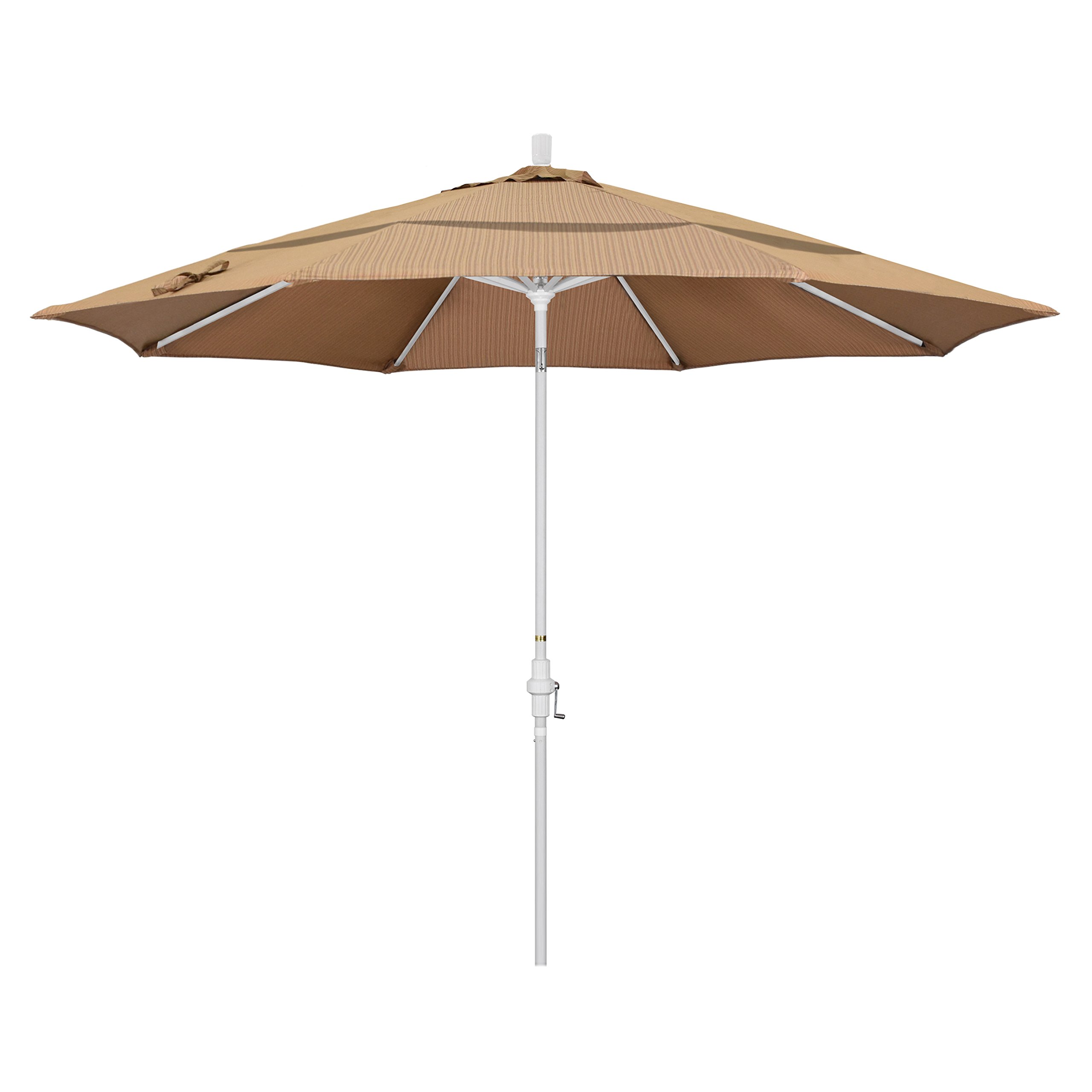 11' Round Aluminum Market Umbrella with Crank Lift & Collar Tilt - California Style Patio Umbrella for Outdoor Dining, Poolside, Garden & Backyard