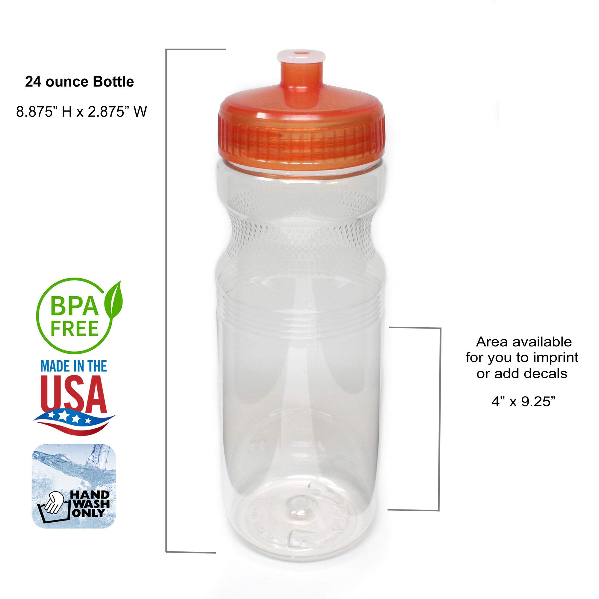 BPA-Free 24oz Water Bottles Bulk Pack of 100 - Rolling Sands USA Made - Ideal for Schools, Gyms, Offices & Outdoor Activities