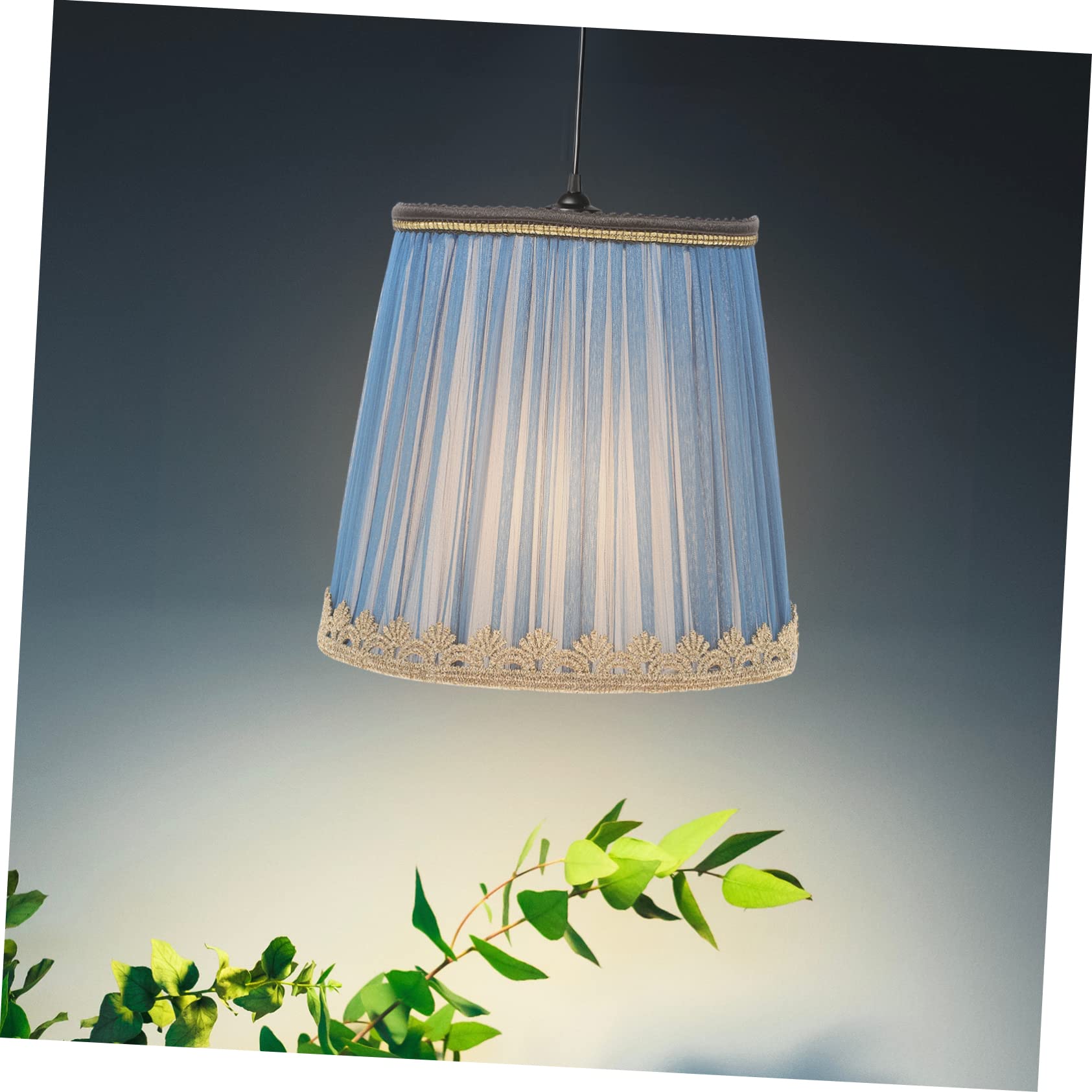 Uonlytech Dark Blue Faux Silk Pleated Lamp Shade - 5.5x4.32x5.89in Bouffant Cloth Lampshade for E14 Table Lamp & Floor Light - Perfect for Living Room, Bedroom & Office Decor