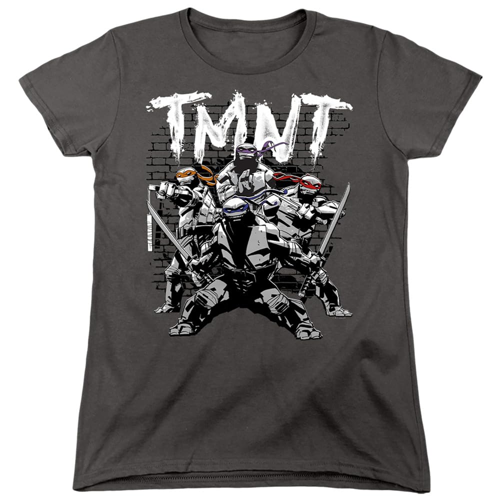 Popfunk Classic TMNT Teenage Mutant Ninja Turtles Team Women's Graphic T-Shirt - Cool Casual Streetwear for Fans & Collectors - Perfect for Cosplay, Gifts, and Everyday Wear