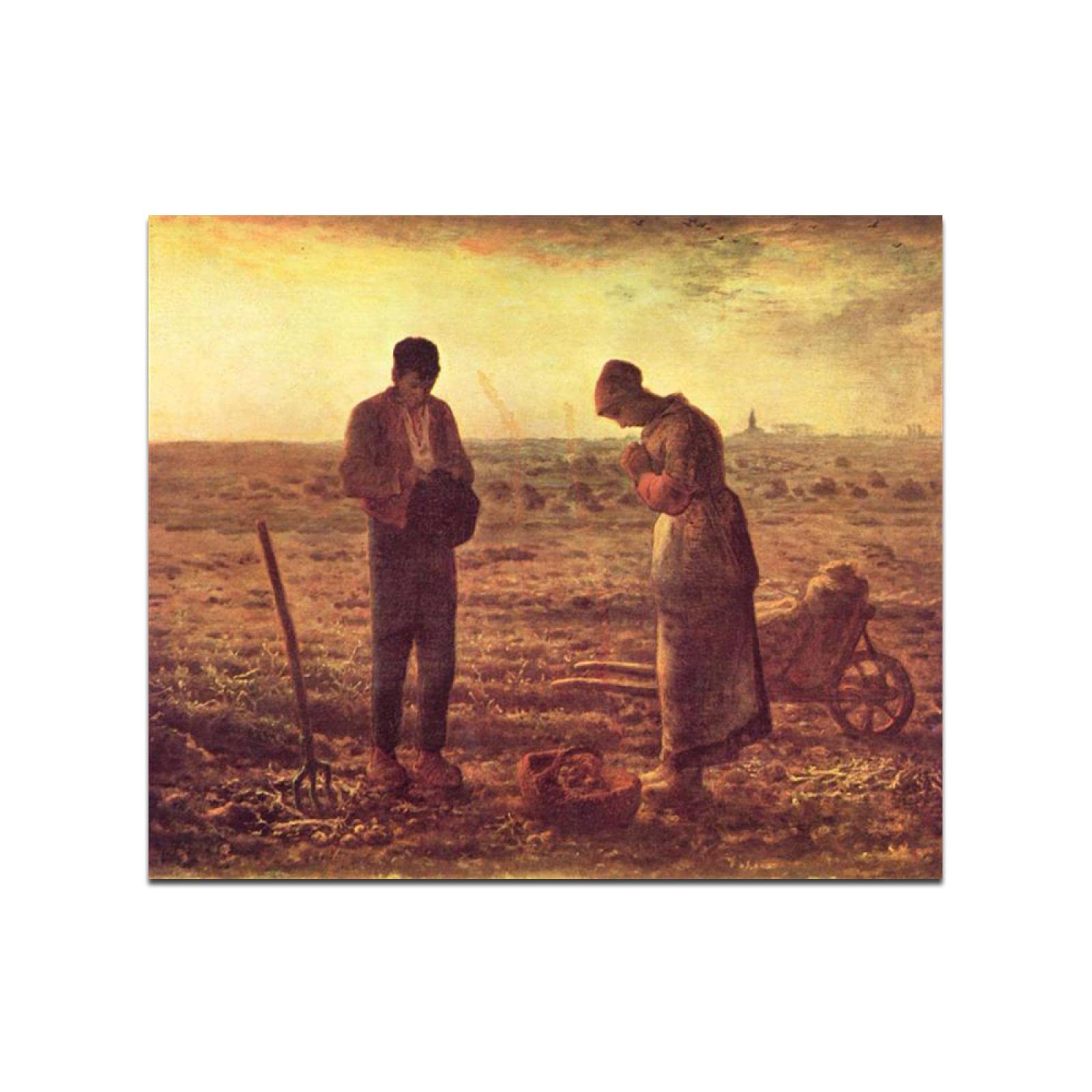 Jean-Francois Millet The Angelus Oil Painting Reproduction - Premium Framed Canvas Print Wall Art (50x60cm) - Perfect for Living Room Decor, Office Art & Home Interior Design
