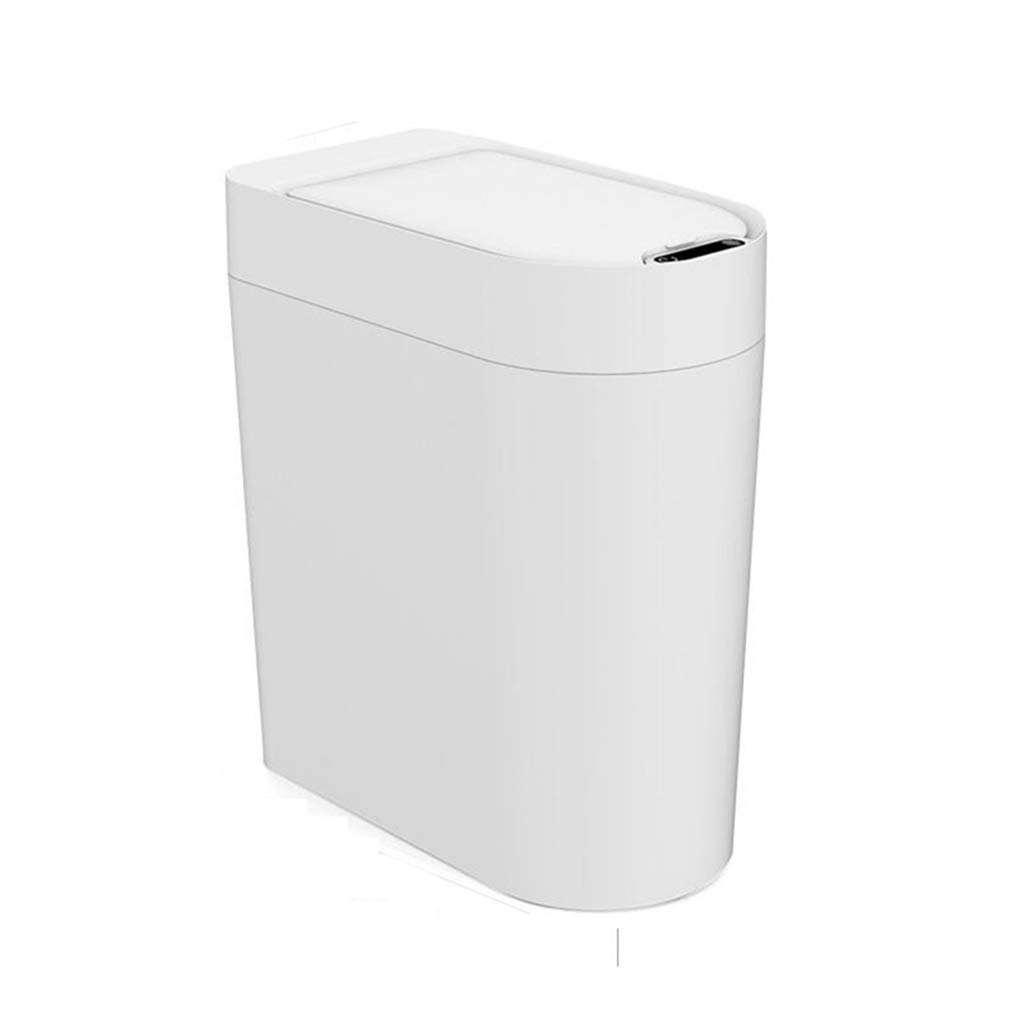 HUOQILIN Automatic Motion Sensor Trash Can with Lid - Waterproof, Odor-Proof Kitchen Bathroom Bedroom Living Room Garbage Bin (White, Size A) - Perfect for Hands-Free Waste Disposal in Home, Office & Commercial Spaces