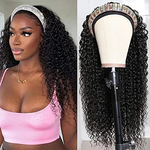 UNICE Brazilian Virgin Human Hair Headband Wig for Women - 150% Density Glueless Curly Headband Wig (18 Inch) Beginner Friendly & Easy to Wear - Perfect for Daily Wear, Parties, and Special Occasions